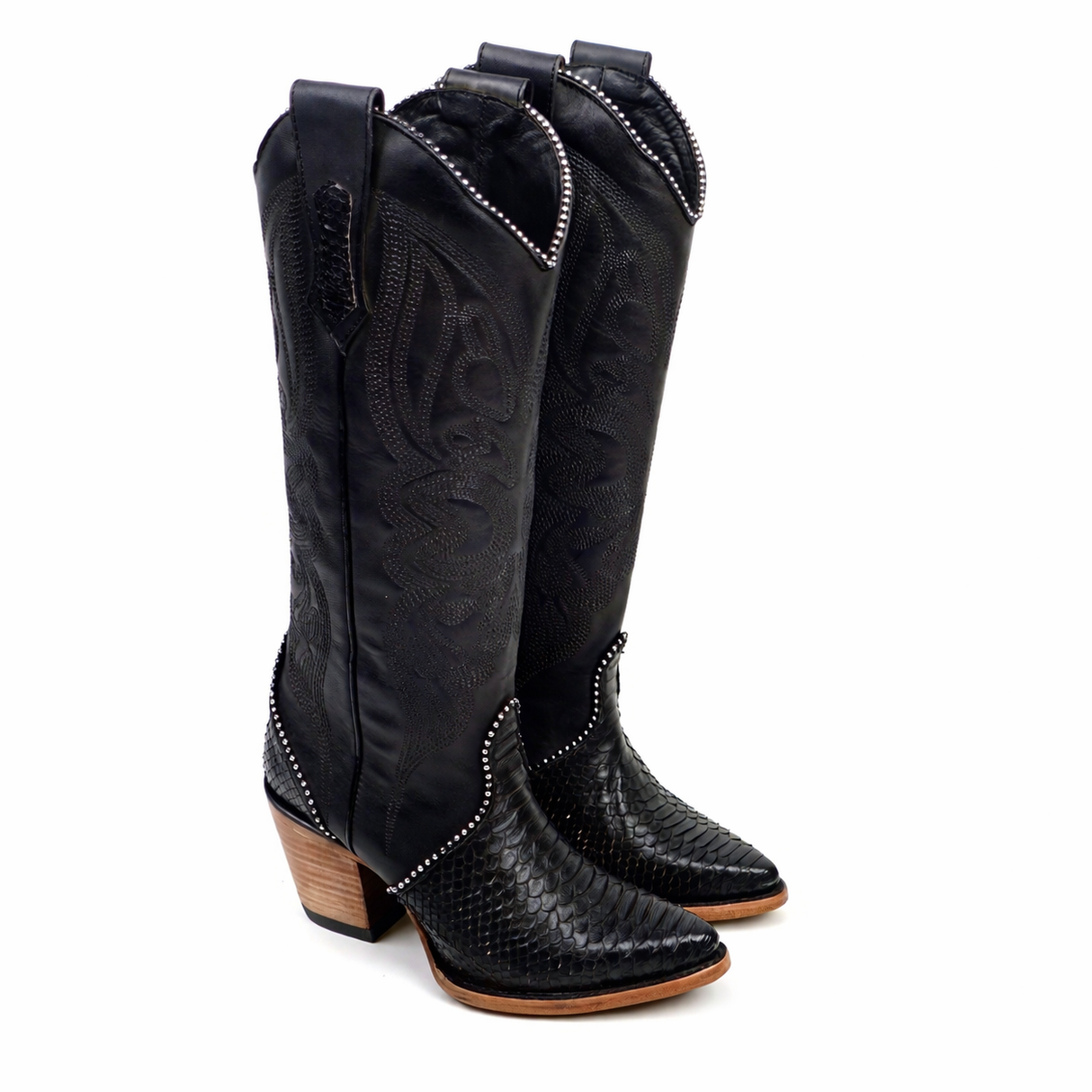 Linda Python Black - Tall Shaft - J Toe