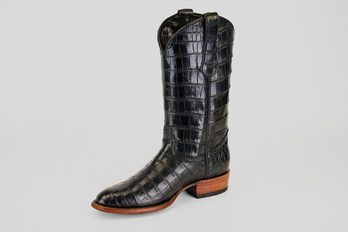 James - Black - Round Toe (Full Alligator)