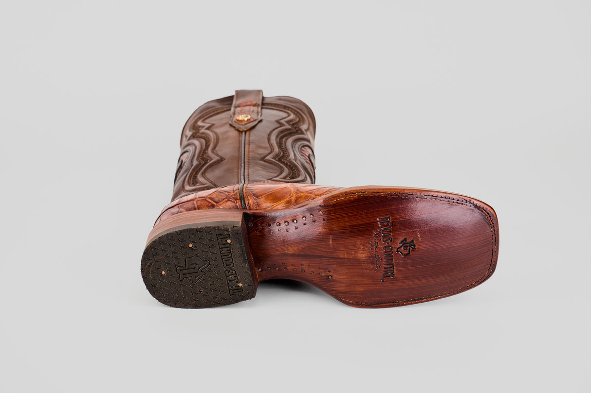 James - Cogñac - Square Toe (Alligator Hornback)