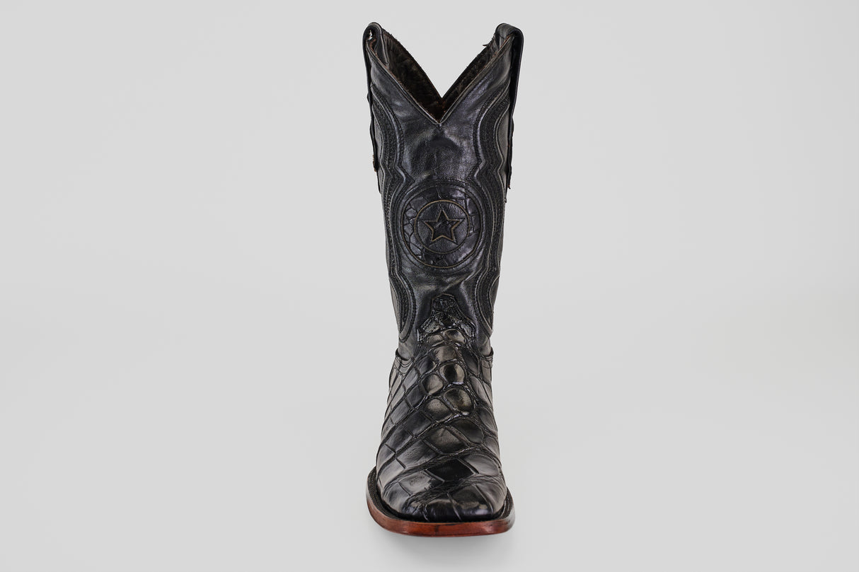 James - Black - Square Toe (Alligator Hornback)