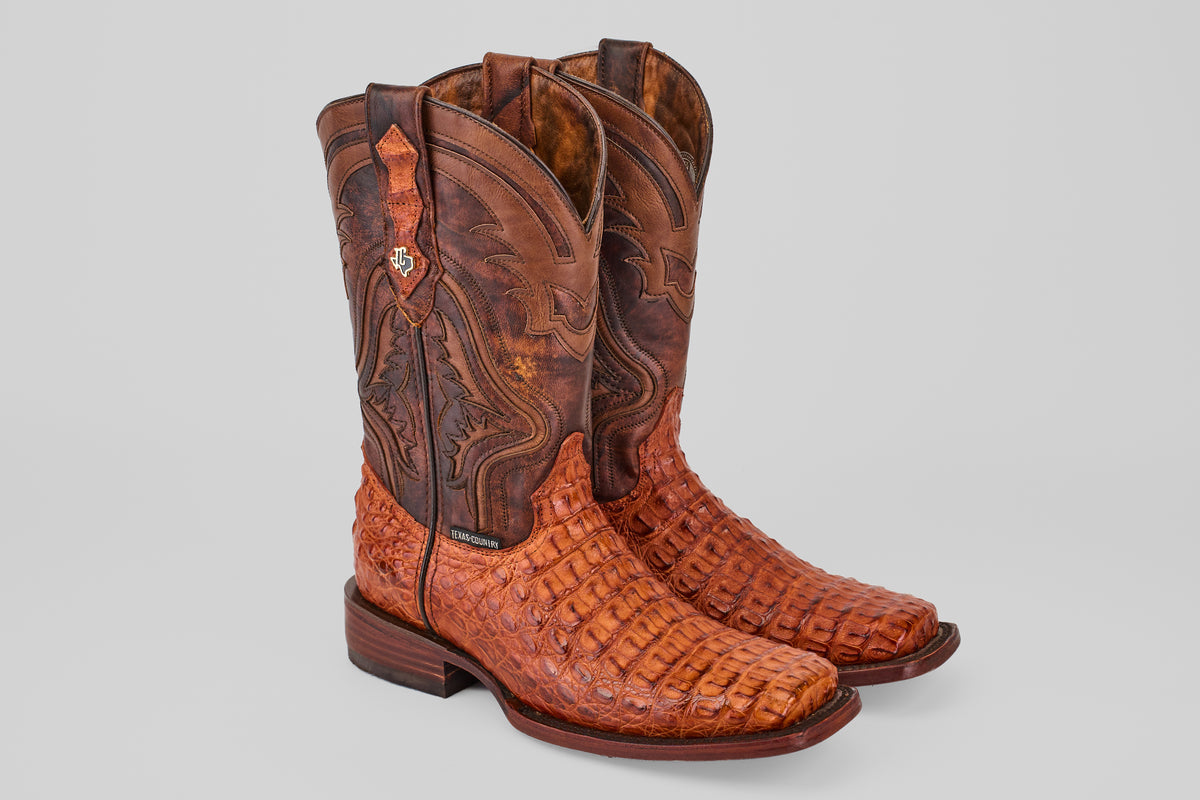 Exotic Caiman Hornback - Brandy - Rodeo Toe