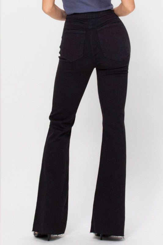 High Waist Bell Bottom Black Color Jeans