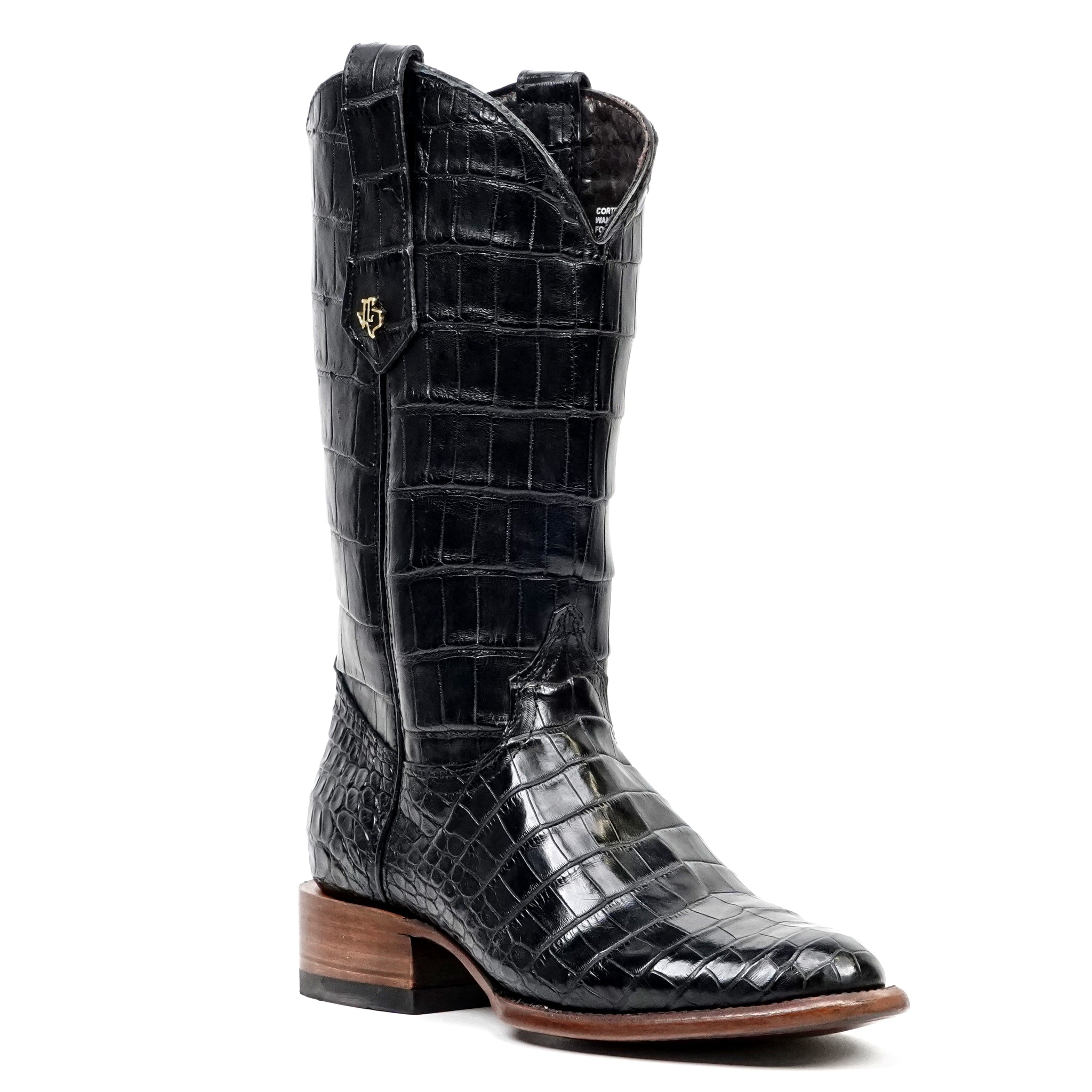 James Full Alligator Boots - Black - Round Toe (FU220)
