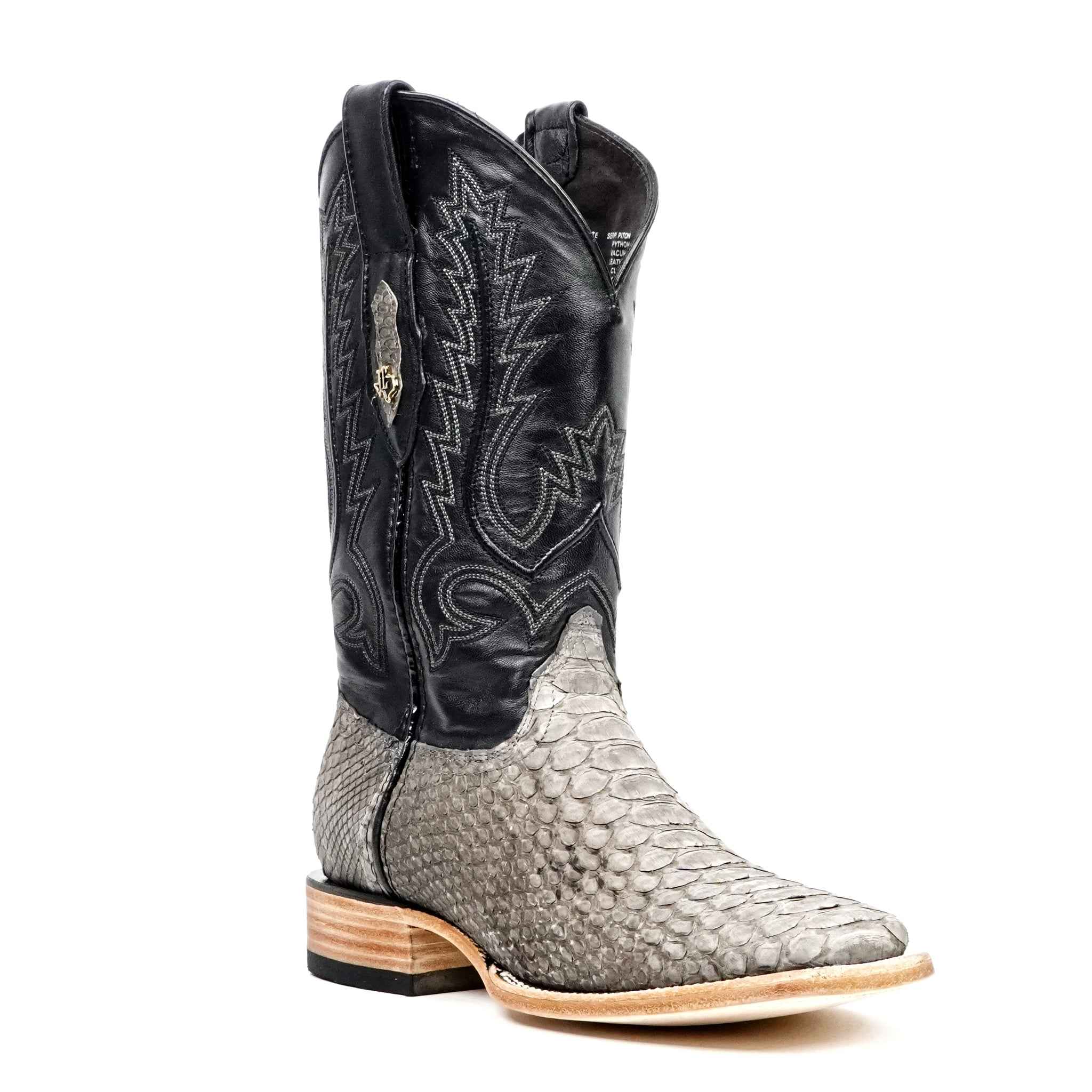 Tanner Python Boots - Matte Gray - Square Toe (PN30)