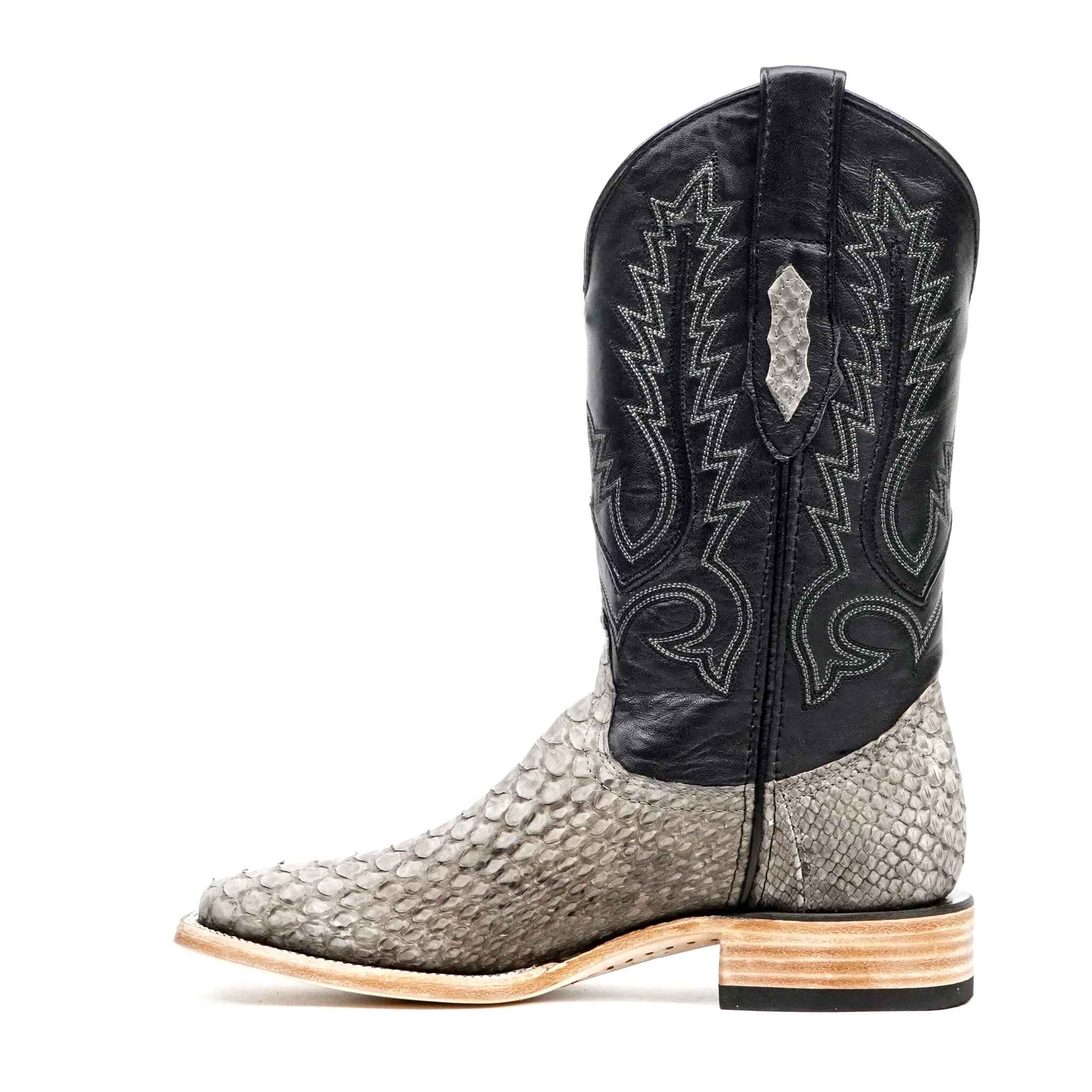 Tanner Python Boots - Matte Gray - Square Toe (PN30)
