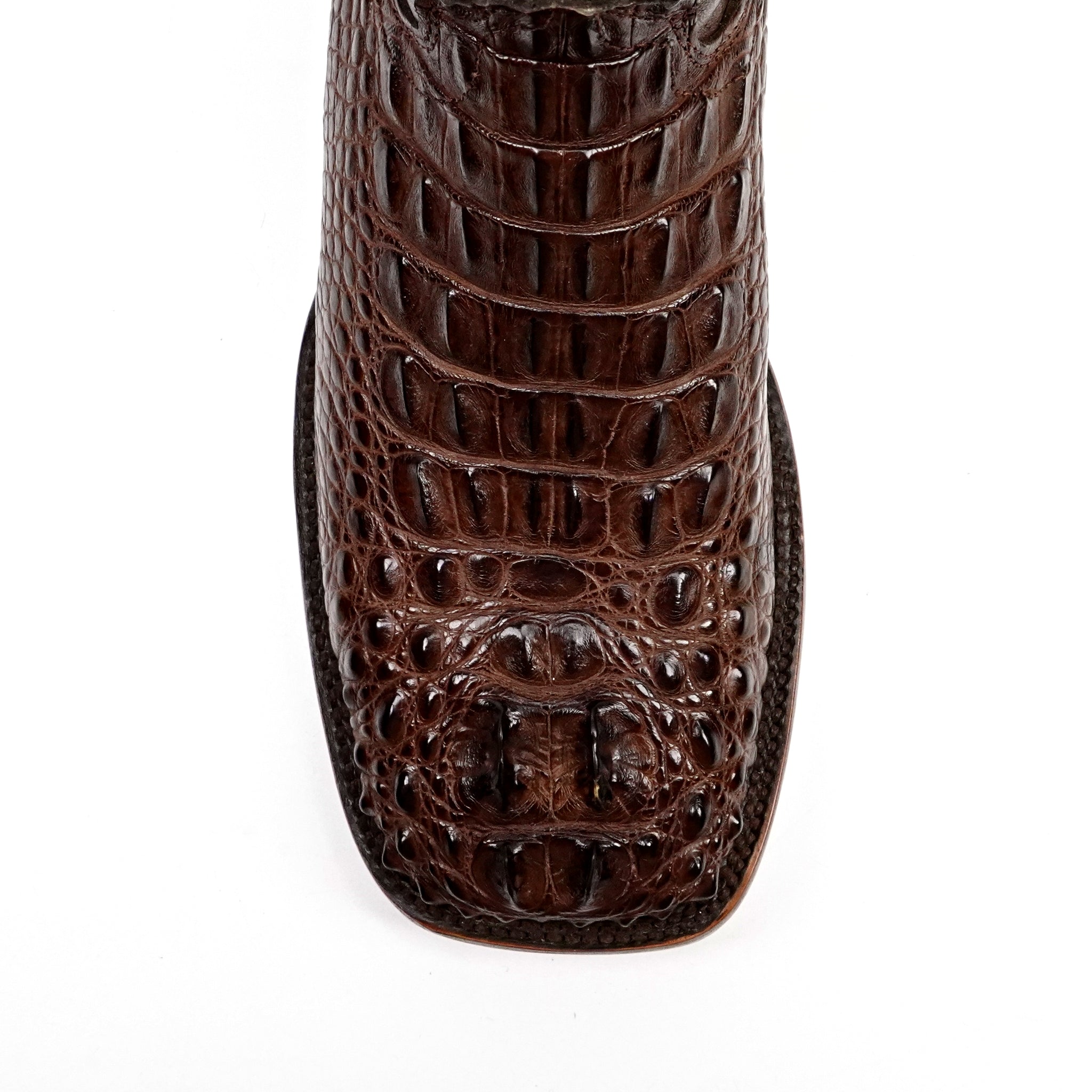 James Alligator Head Boots - Brown - Square Toe (LG10)
