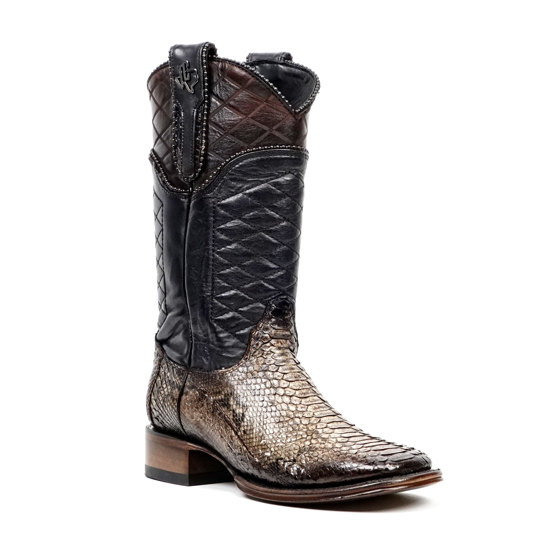 Tanner Platinum Python Boots - Chameleon - Square Toe