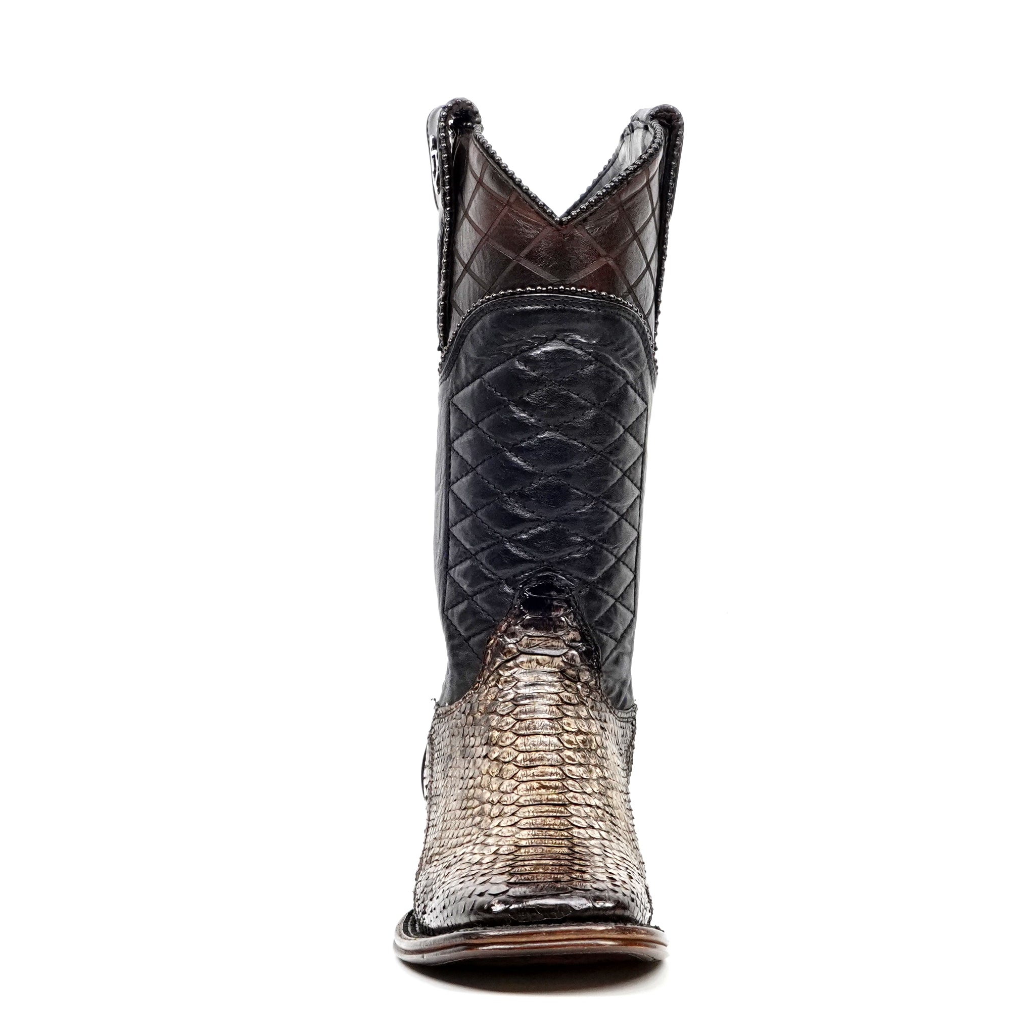 Tanner Platinum Python Boots - Chameleon - Square Toe