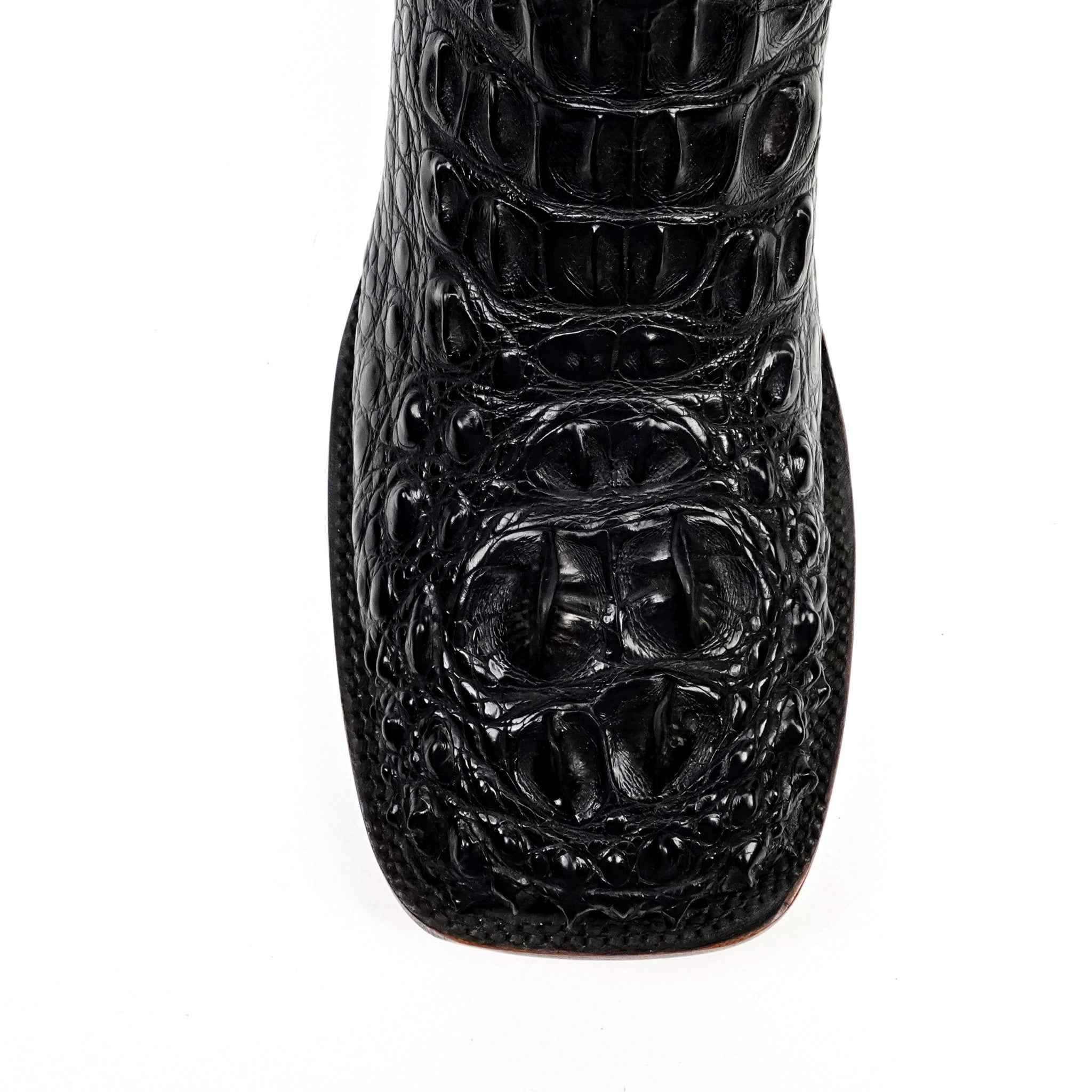 James Alligator Head Boots - Black - Square Toe (AP50)