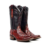 Tanner Python Boots – Ruby Red – Narrow Square Toe (DP100)