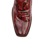 Tanner Python Boots – Ruby Red – Narrow Square Toe (DP100)