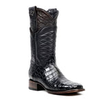 James Platinum Alligator Belly Boots - Black - Square Toe