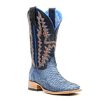 Braxton Python Boots - Denim Blue - Square Toe