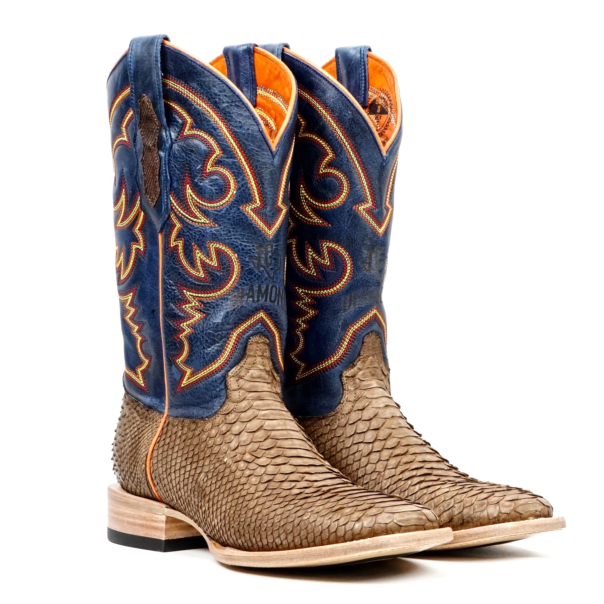 Braxton Python Boots - Tamarind - Square Toe