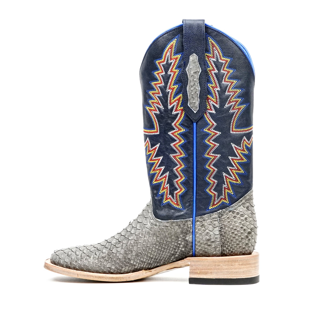 Braxton Python Boots - Matte Gray - Square Toe