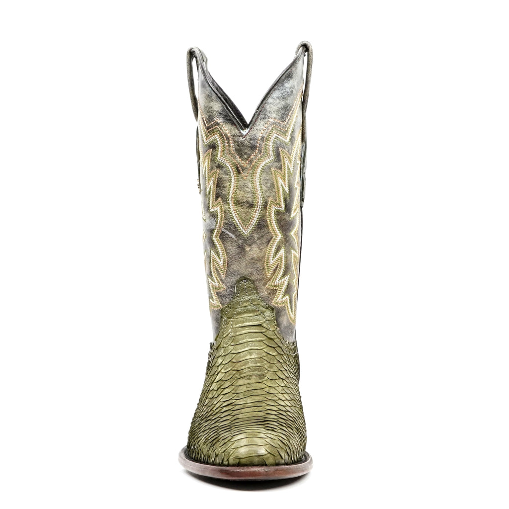 Tanner Python Boots - Jungle Green - Roper Toe (PN240)