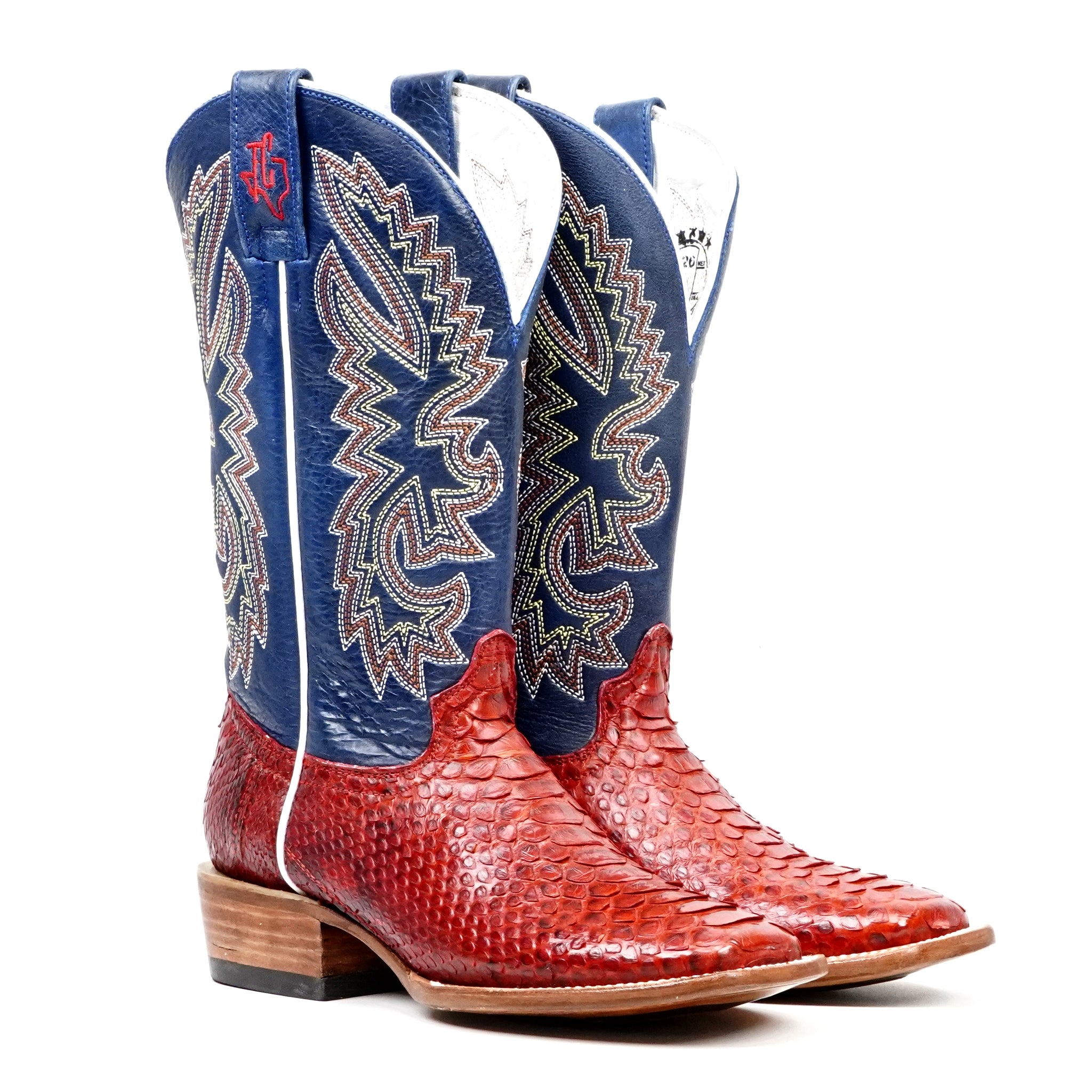 Braxton Python Boots - Ruby - Square Toe