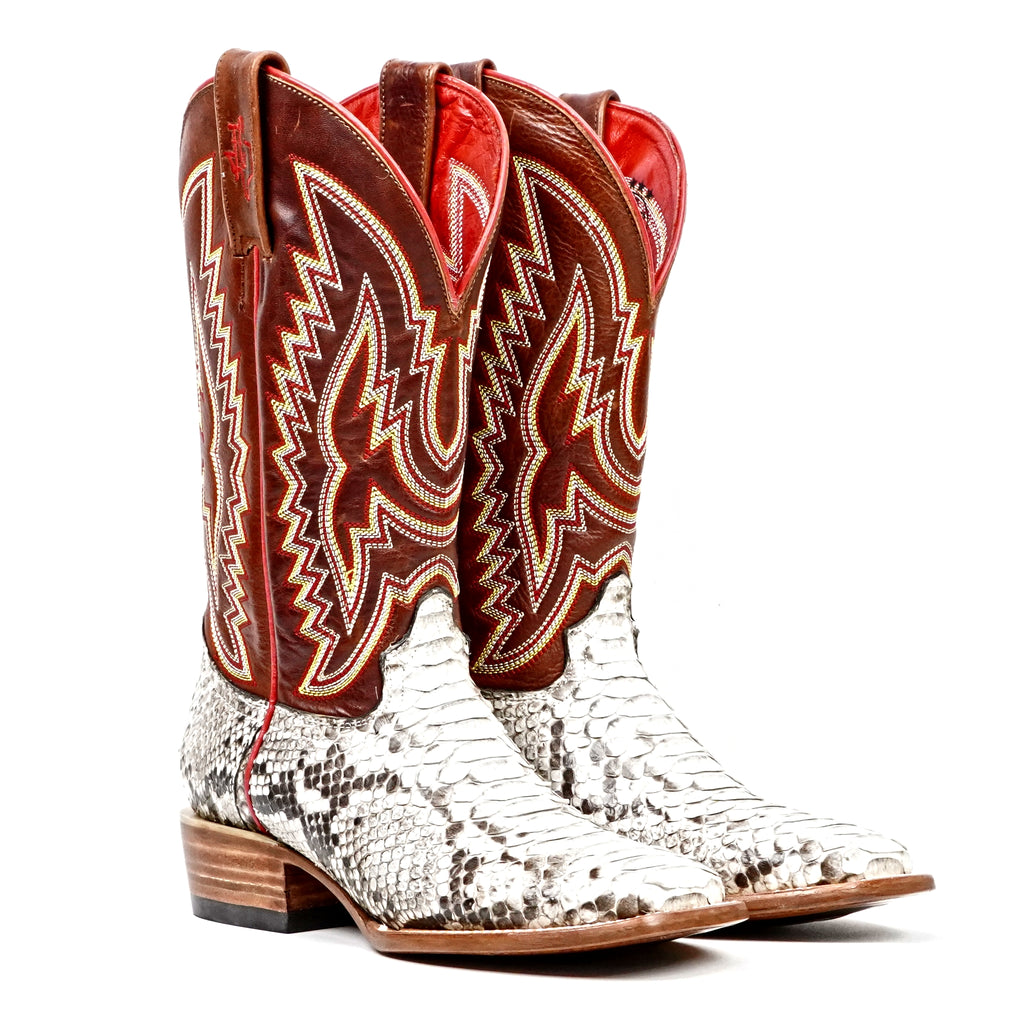 Braxton Python Boots - Natural - Square Toe - Gomez Western Wear