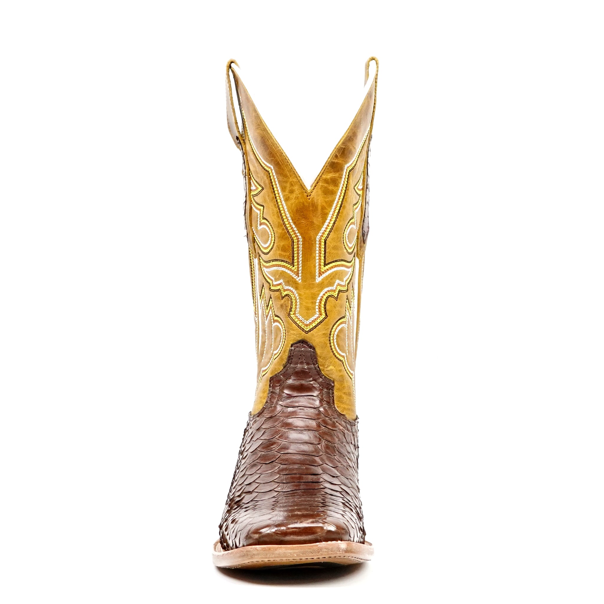 Braxton Python Boots - Brown - Square Toe