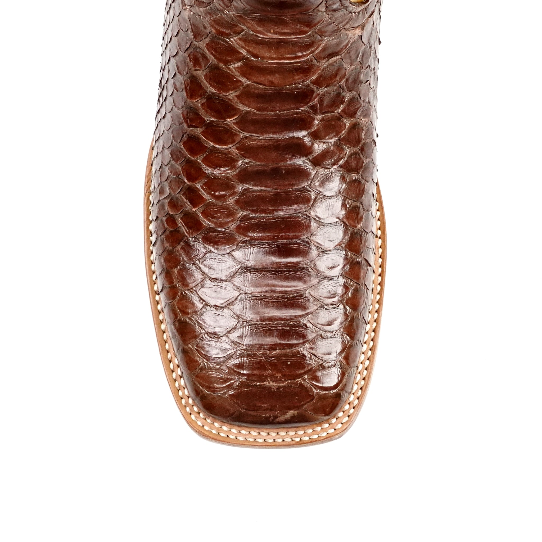 Braxton Python Boots - Brown - Square Toe