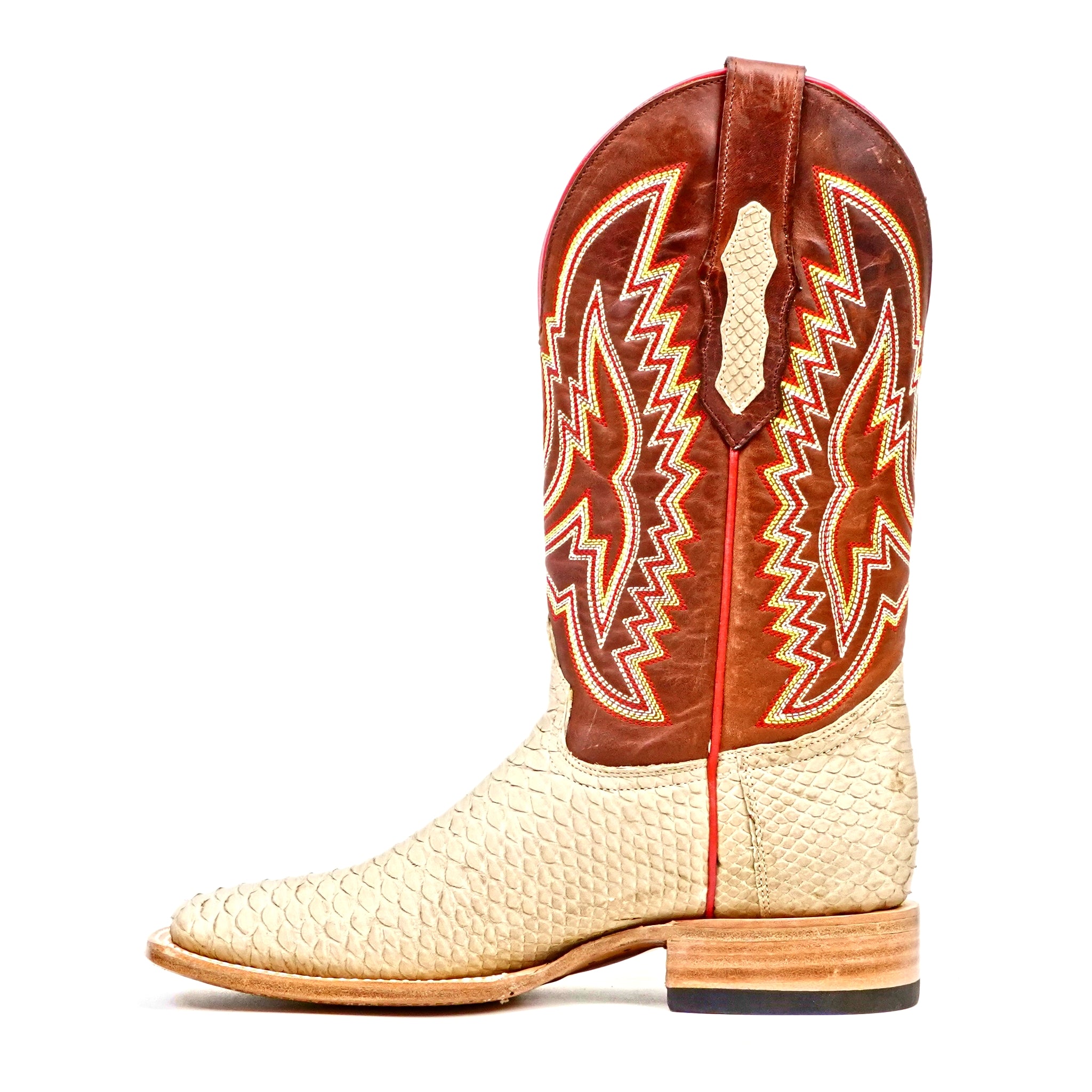 Braxton Python Boots- Cappuccino - Square Toe