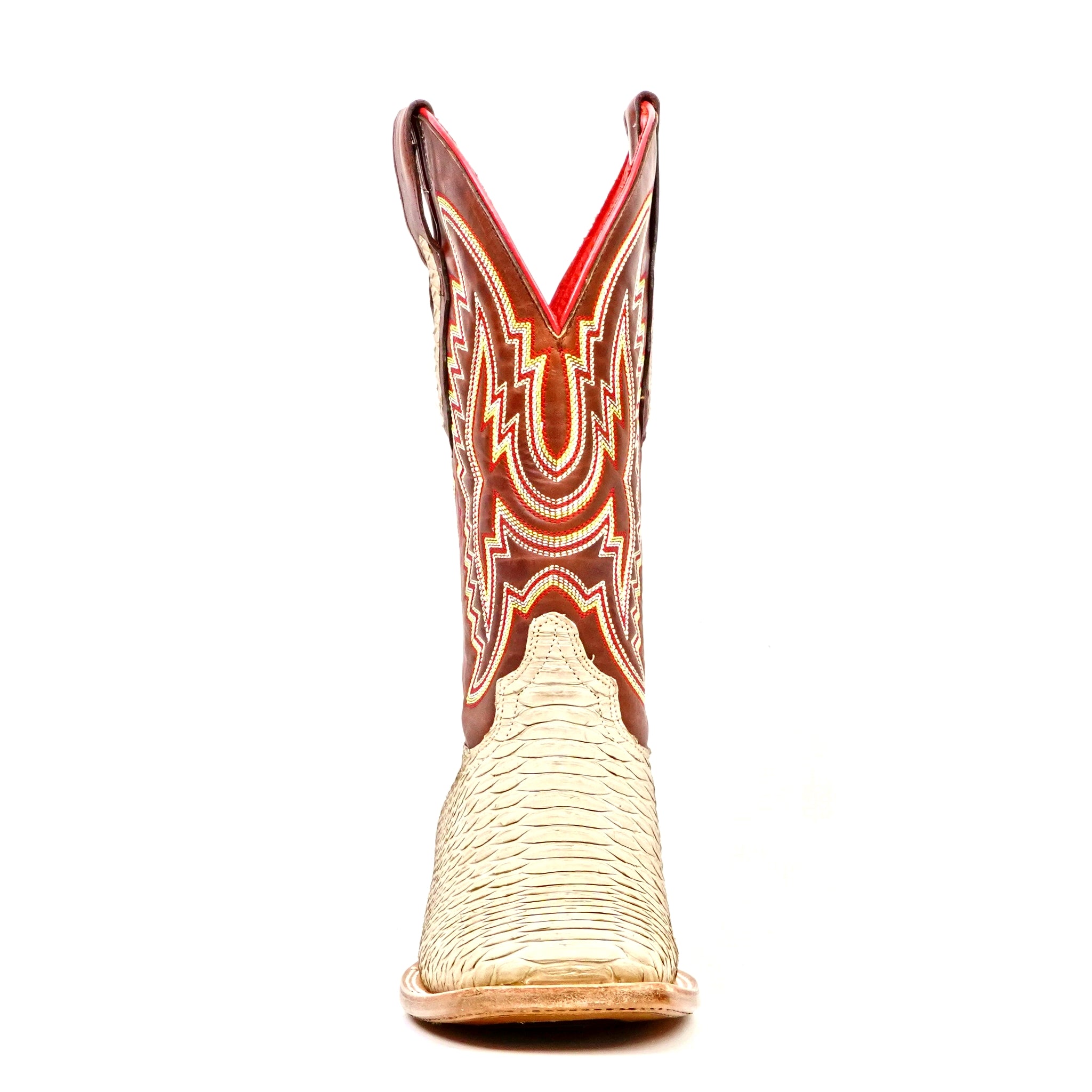 Braxton Python Boots- Cappuccino - Square Toe