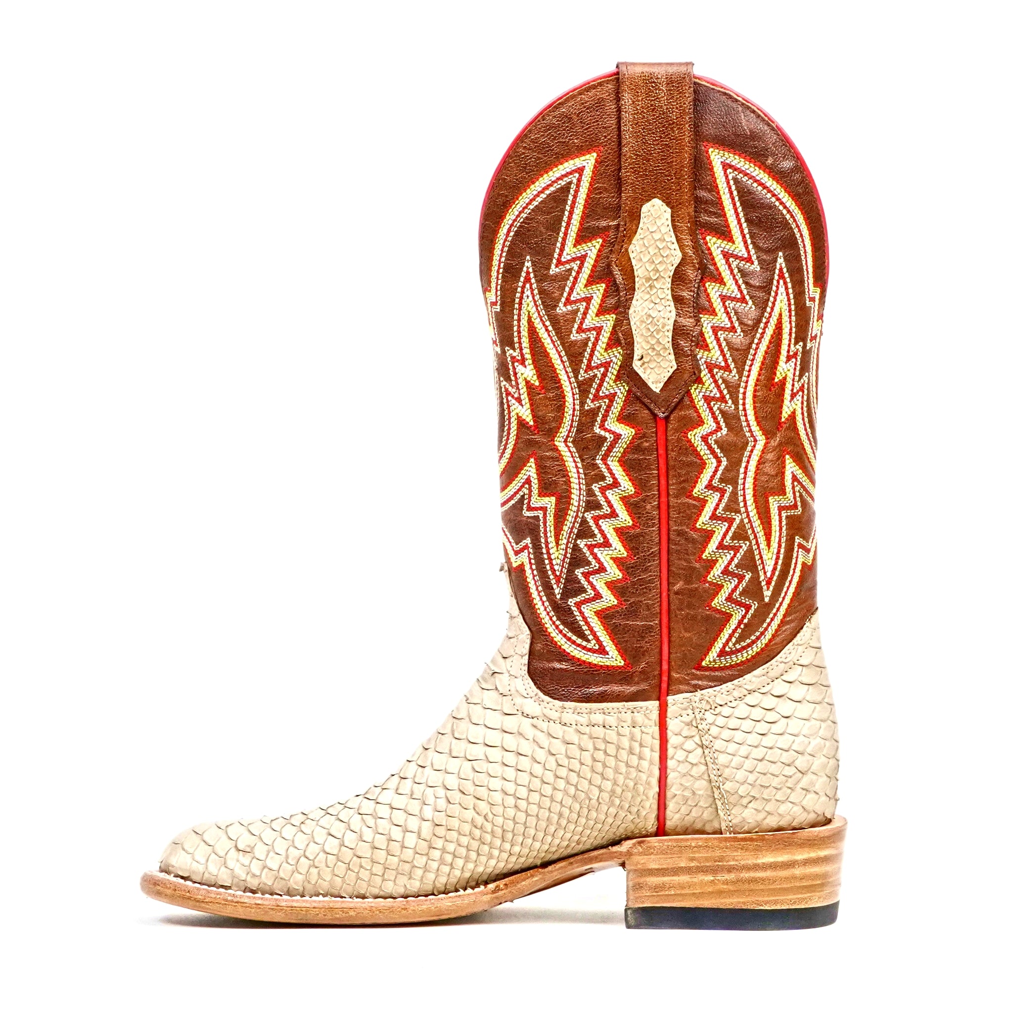 Braxton Python Boots - Cappuccino - Roper Toe