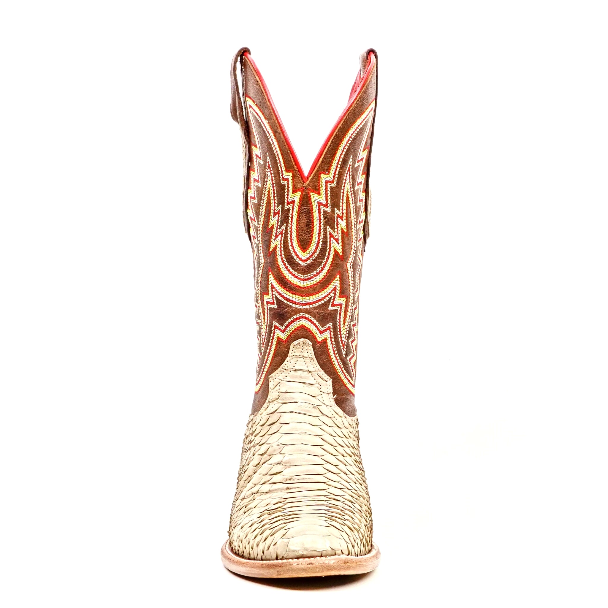 Braxton Python Boots - Cappuccino - Roper Toe