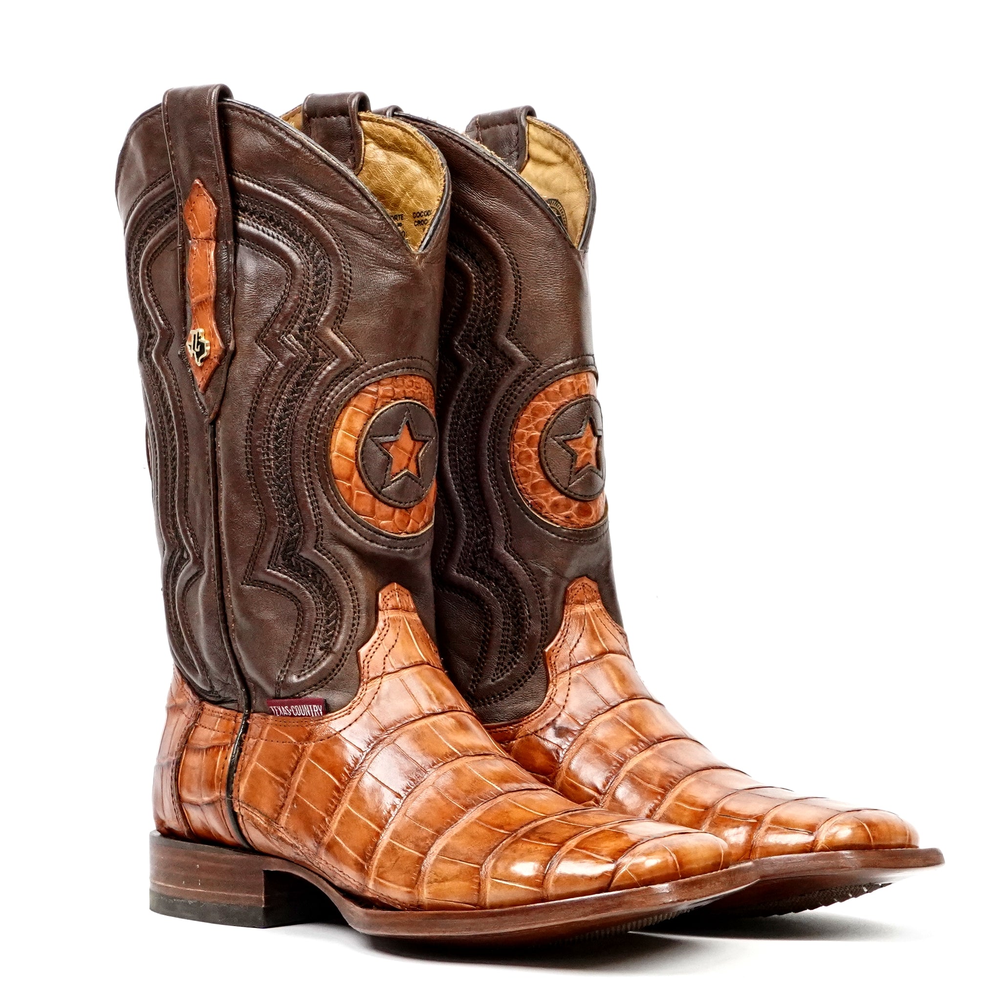 James Alligator Belly Boots - Brandy - Square Toe (LG10)