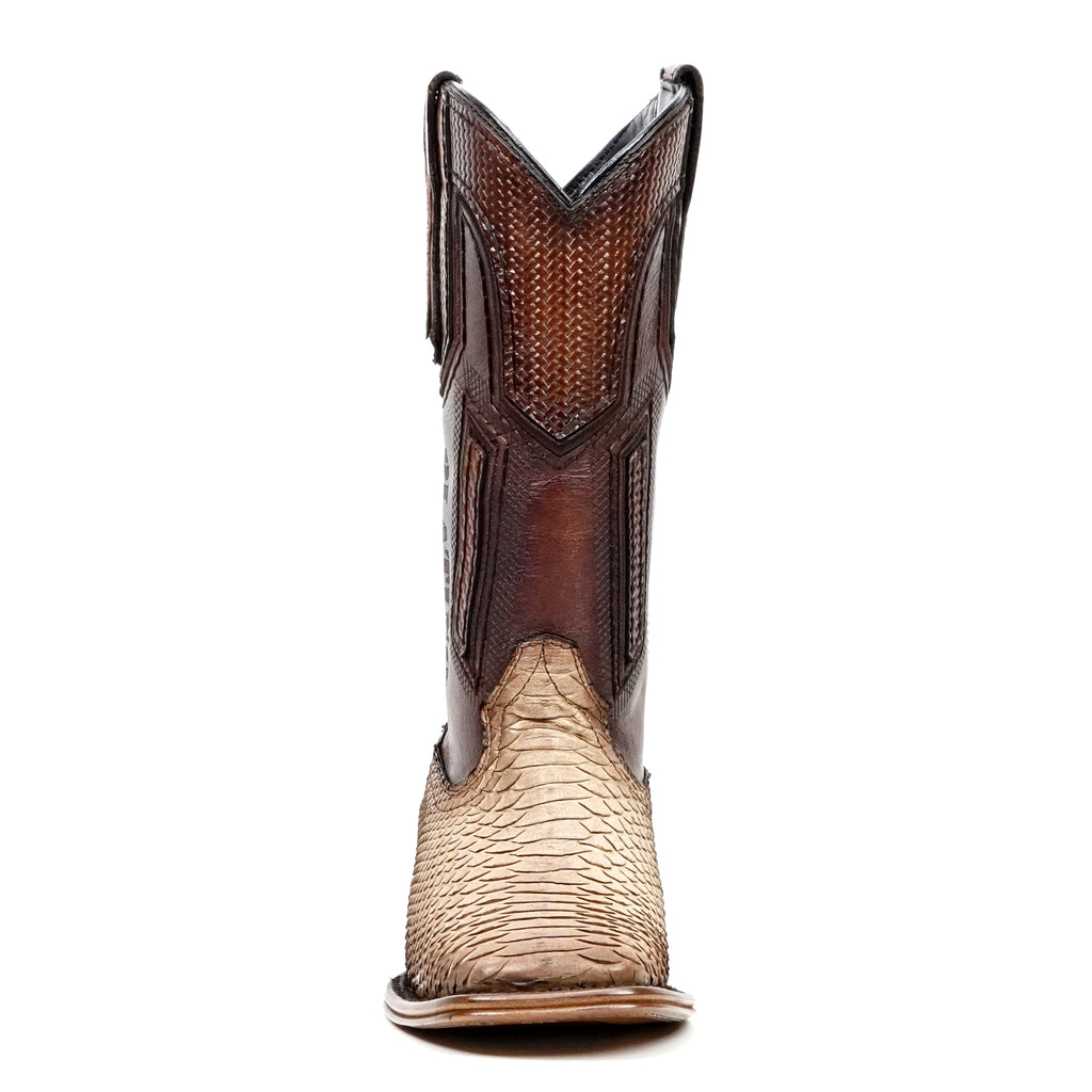 Botas Tanner Platinum Python - Capuchino - Punta Cuadrada