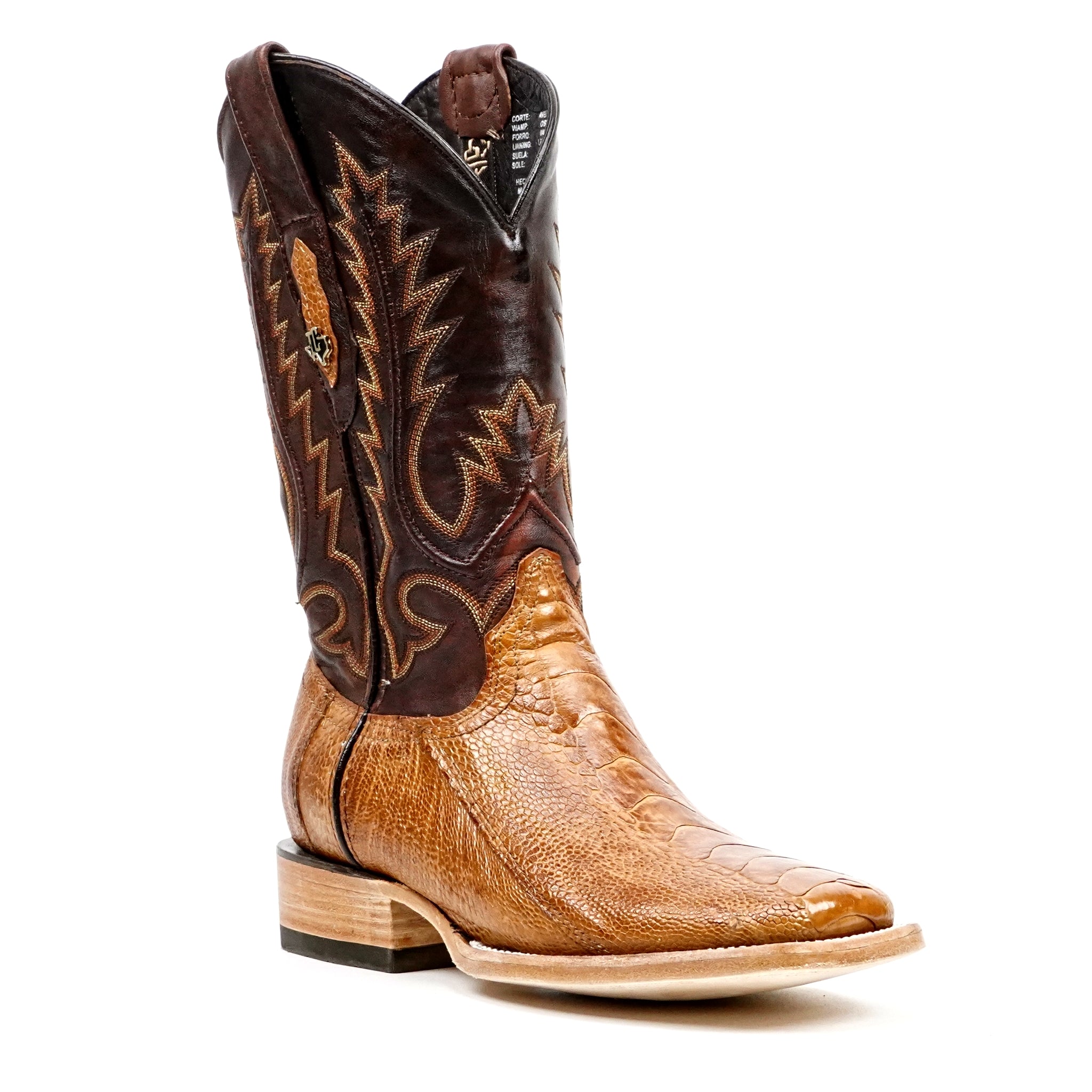 Austin Ostrich Leg Boots - Maple - Square Toe (PA501)