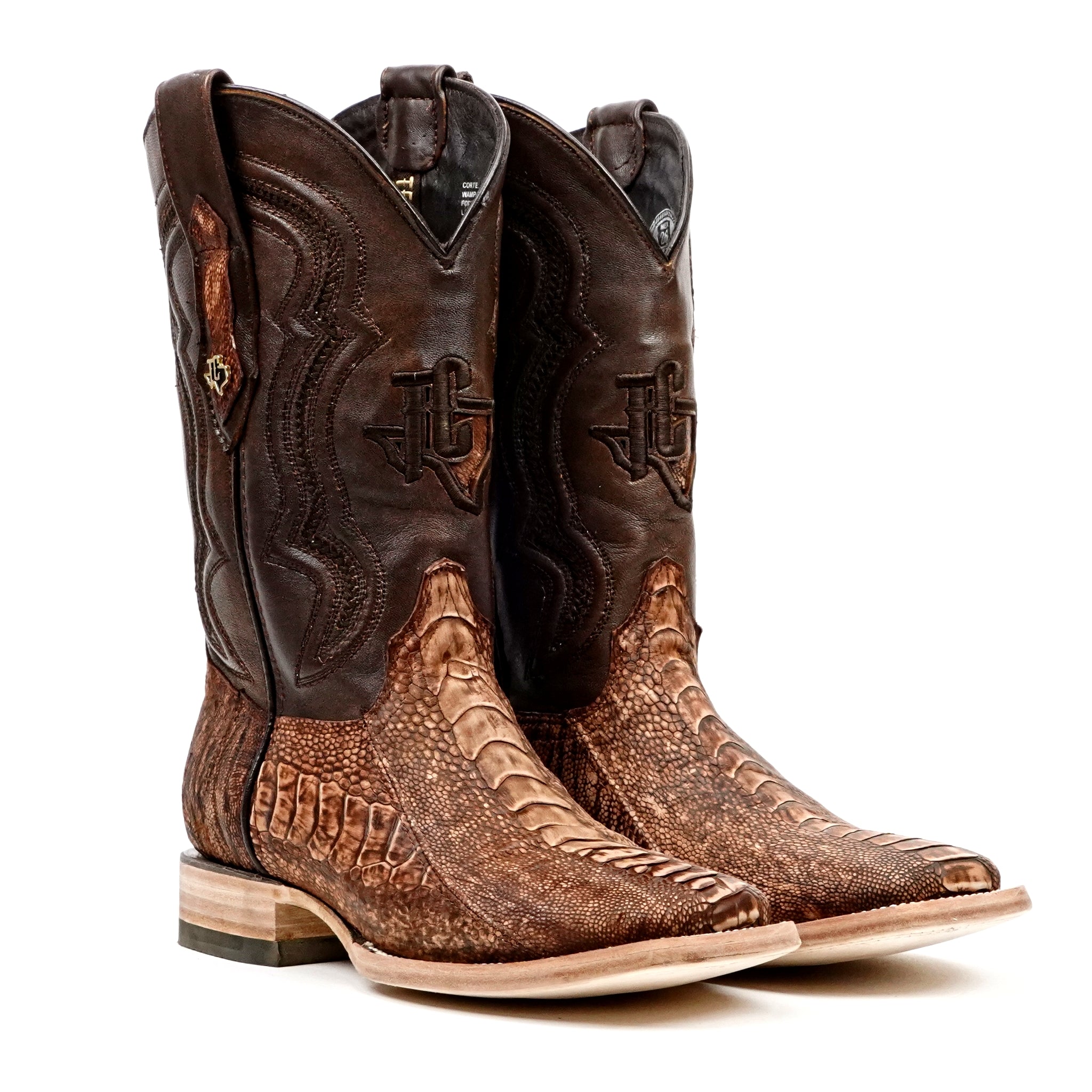 Austin Ostrich Leg Boots - Shedron - Square Toe (PA501)