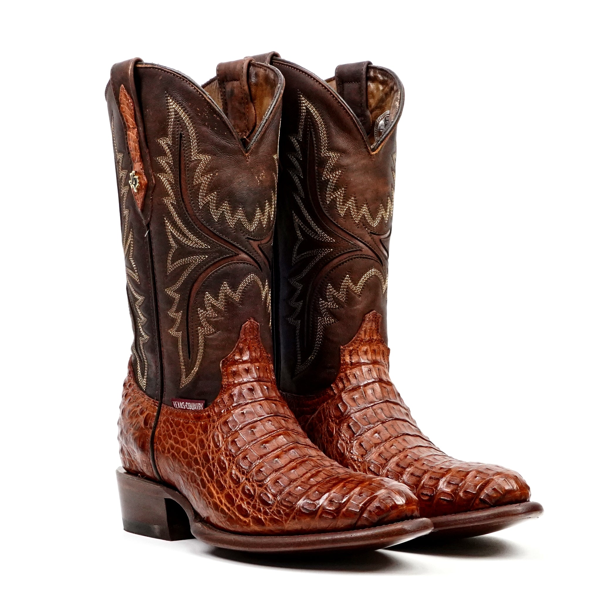 Rhodes Caiman Hornback Boots - Brandy - Round Toe (LM220)