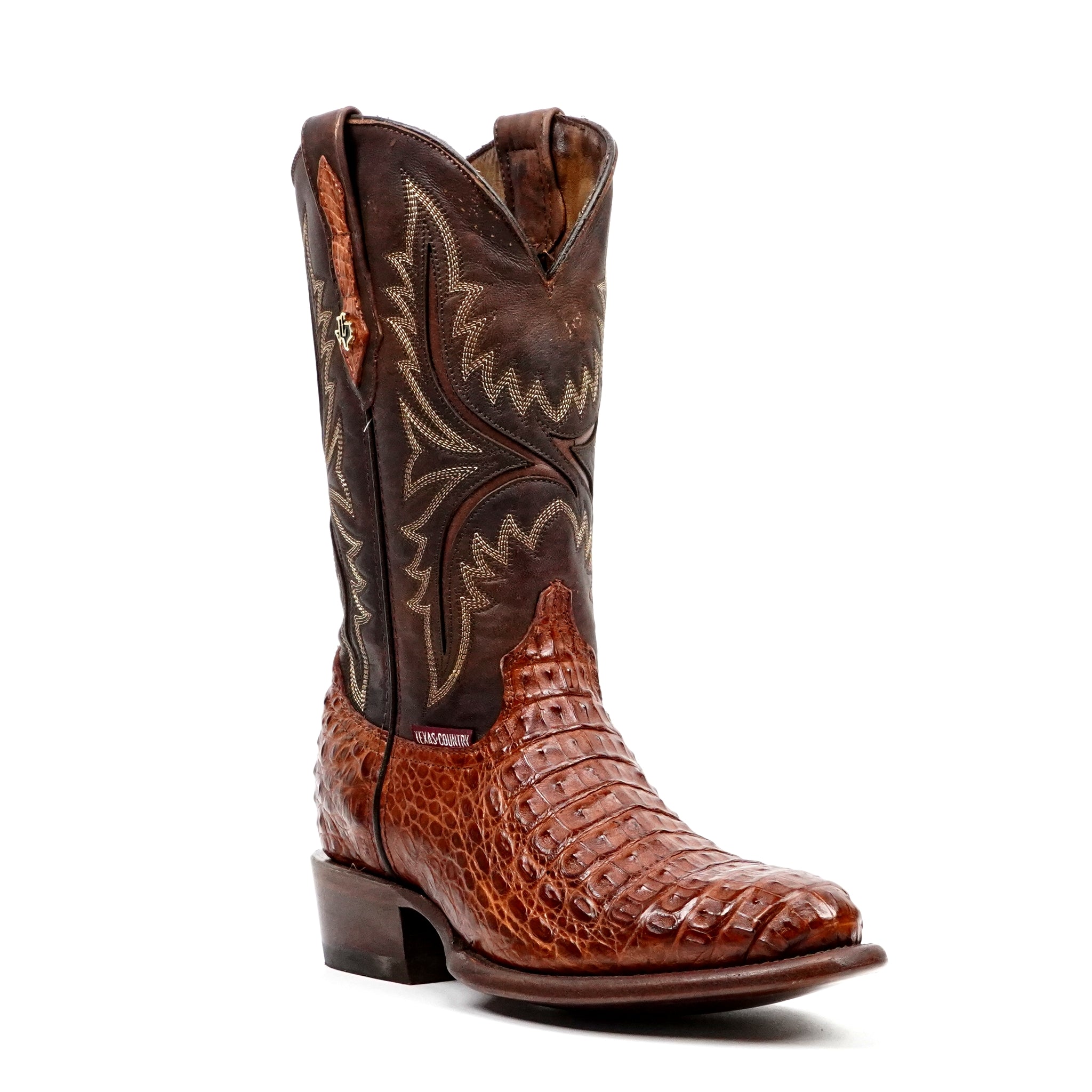 Rhodes Caiman Hornback Boots - Brandy - Round Toe (LM220)