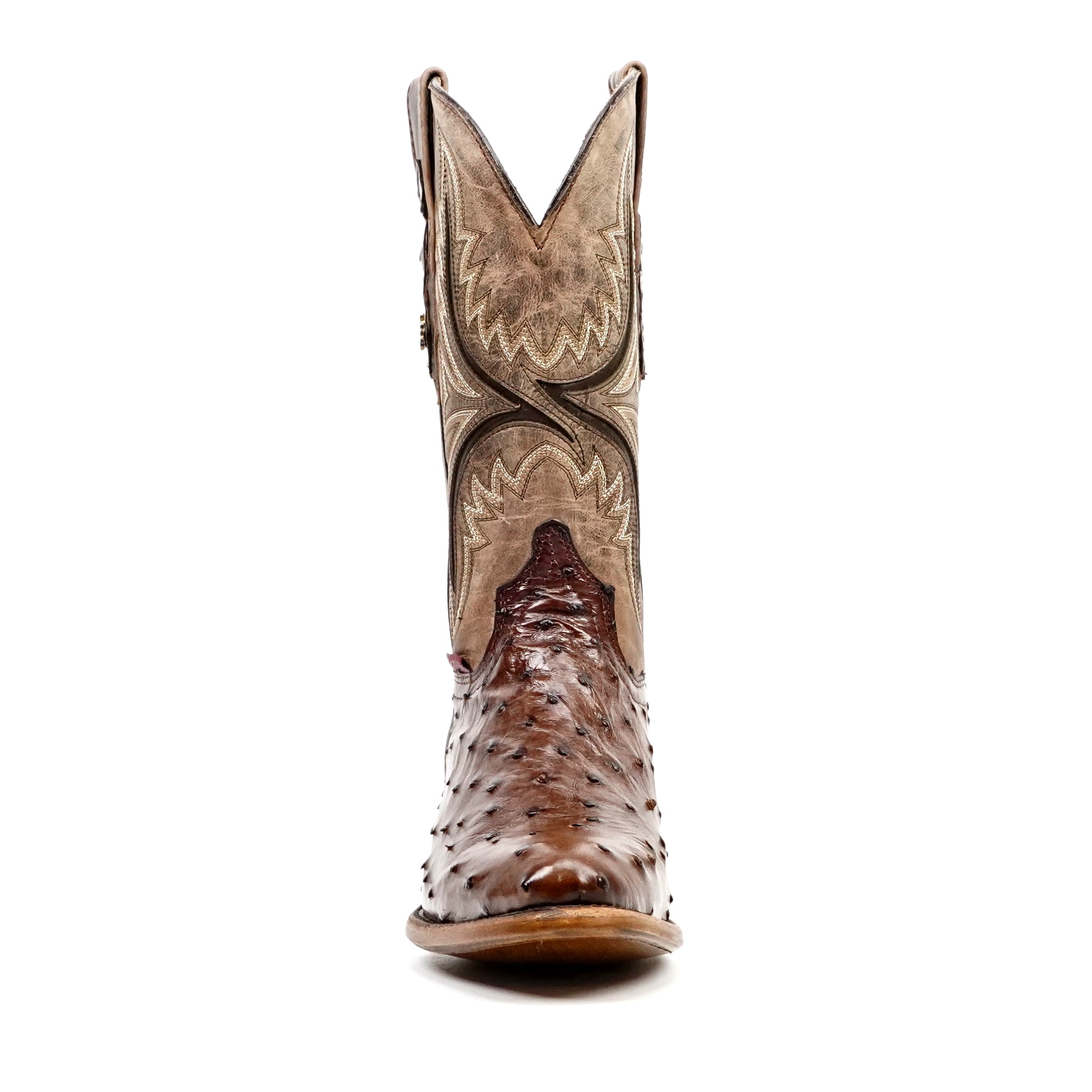 Austin Ostrich Boots - Tobacco - Round Toe (AV230)