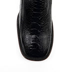 Austin Platinum Ostrich Leg Boots - Black - Square Toe