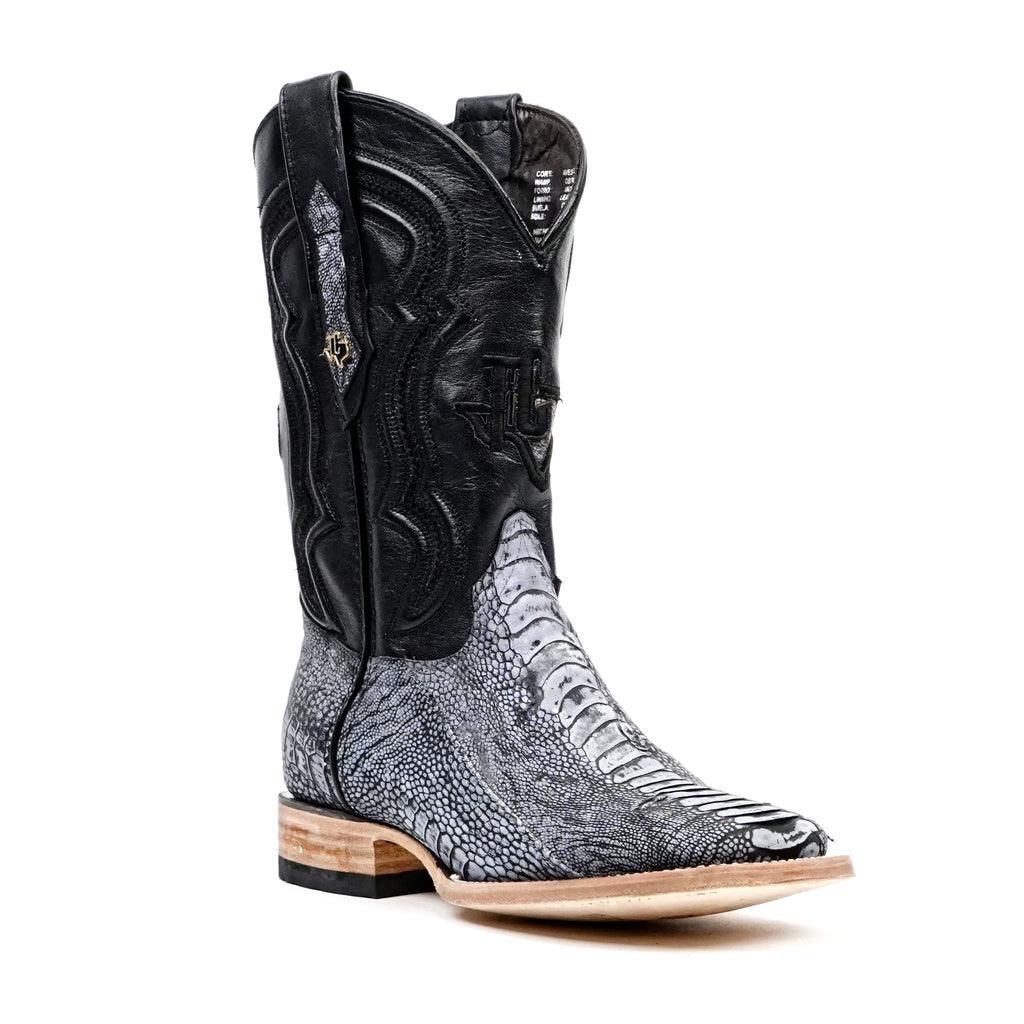 Austin Ostrich Leg Boots - Denim Blue - Square Toe (PA501)