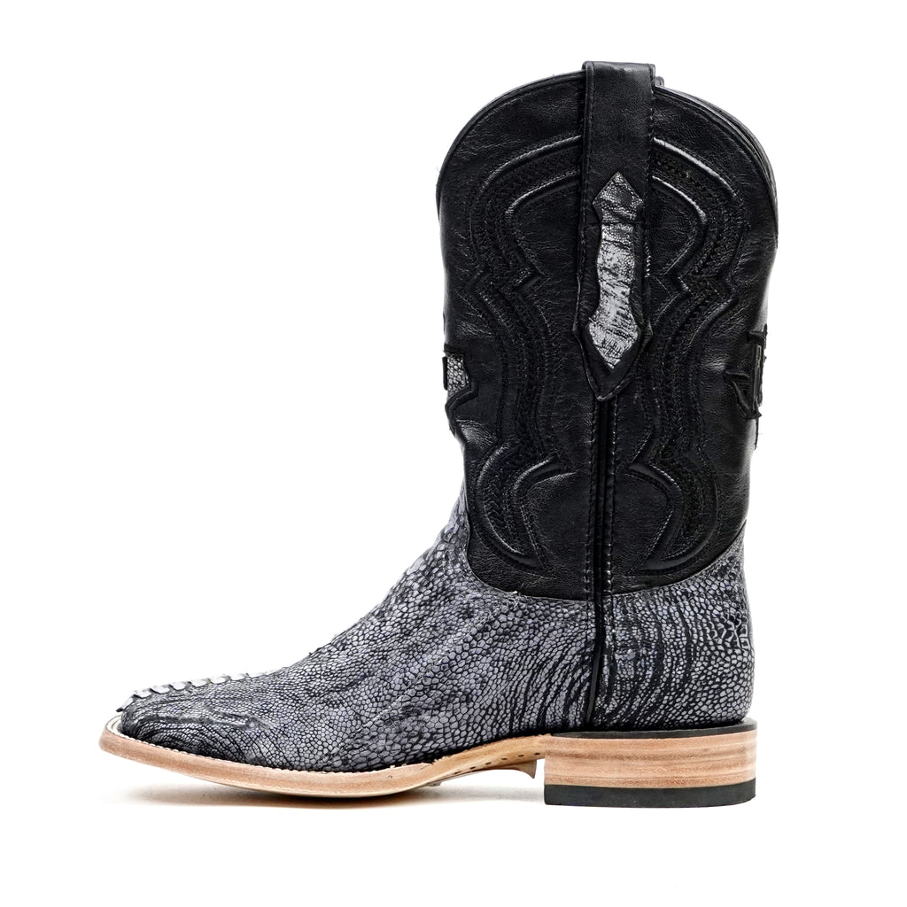 Austin Ostrich Leg Boots - Denim Blue - Square Toe (PA501)