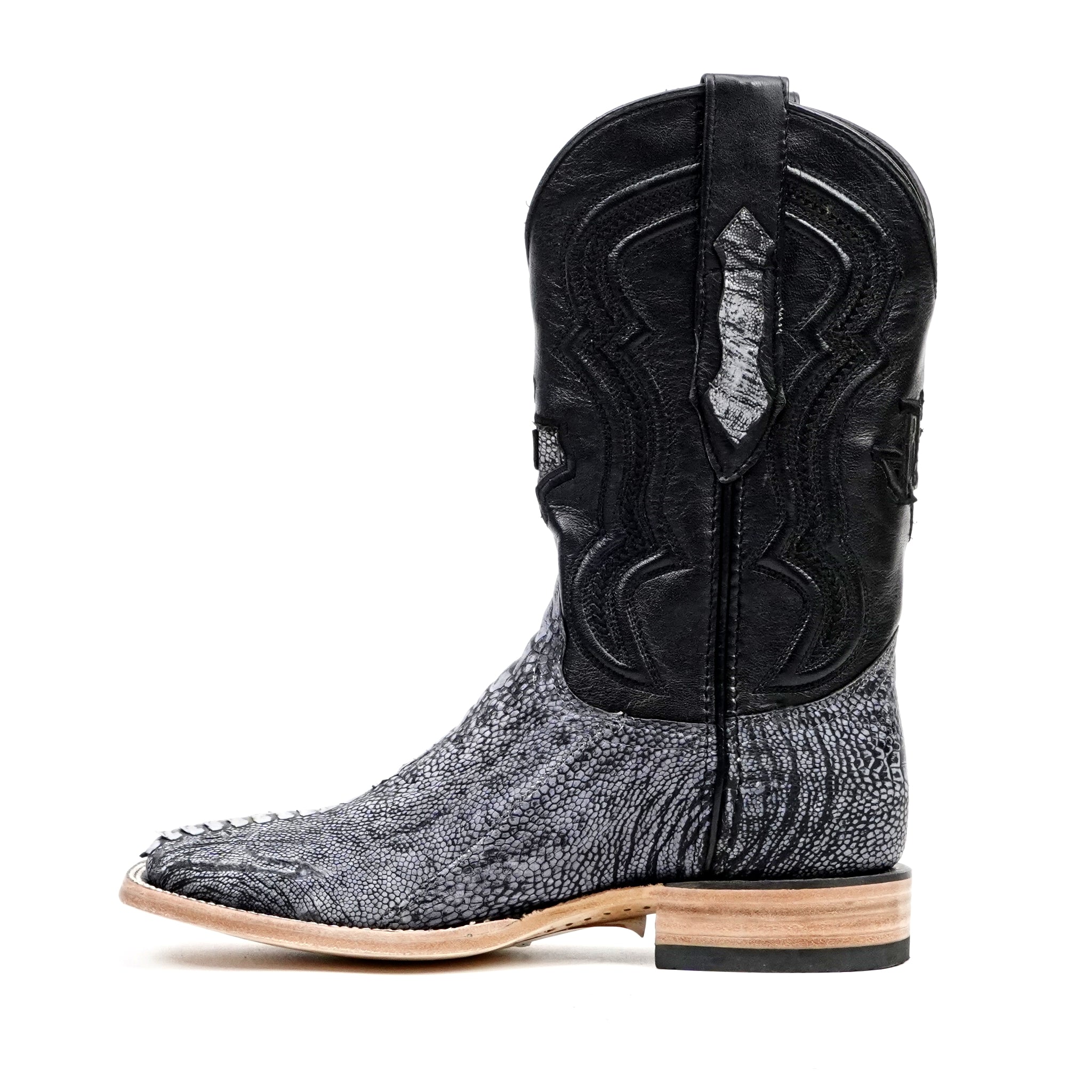 Austin Ostrich Leg Boots - Denim Blue - Square Toe (PA501)