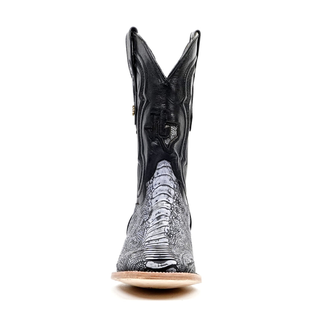 Austin Ostrich Leg Boots - Denim Blue - Square Toe (PA501)