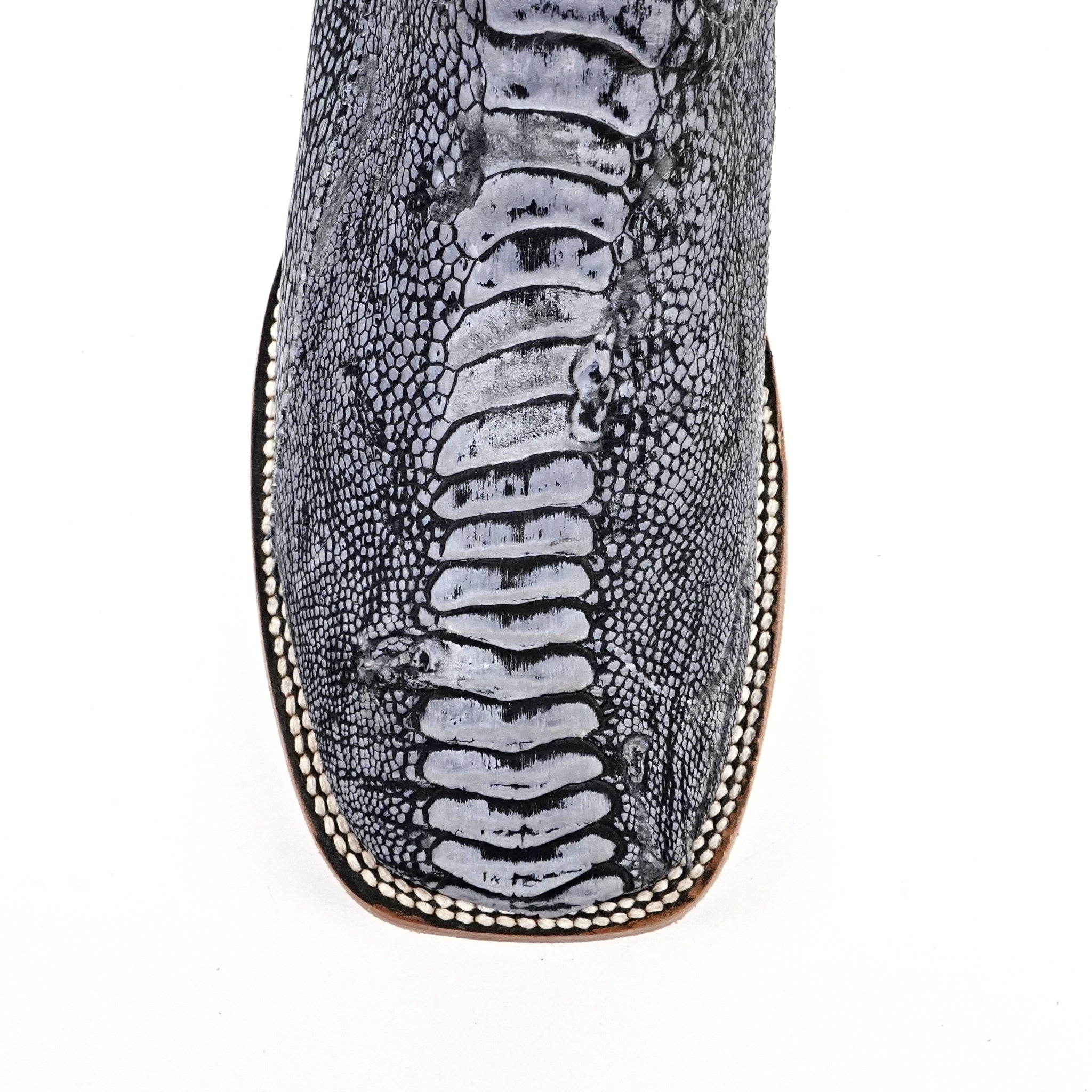 Austin Ostrich Leg Boots - Denim Blue - Square Toe (PA501)