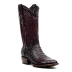 Rhodes Caiman Hornback Boots - Black Cherry - Round Toe (LM220)