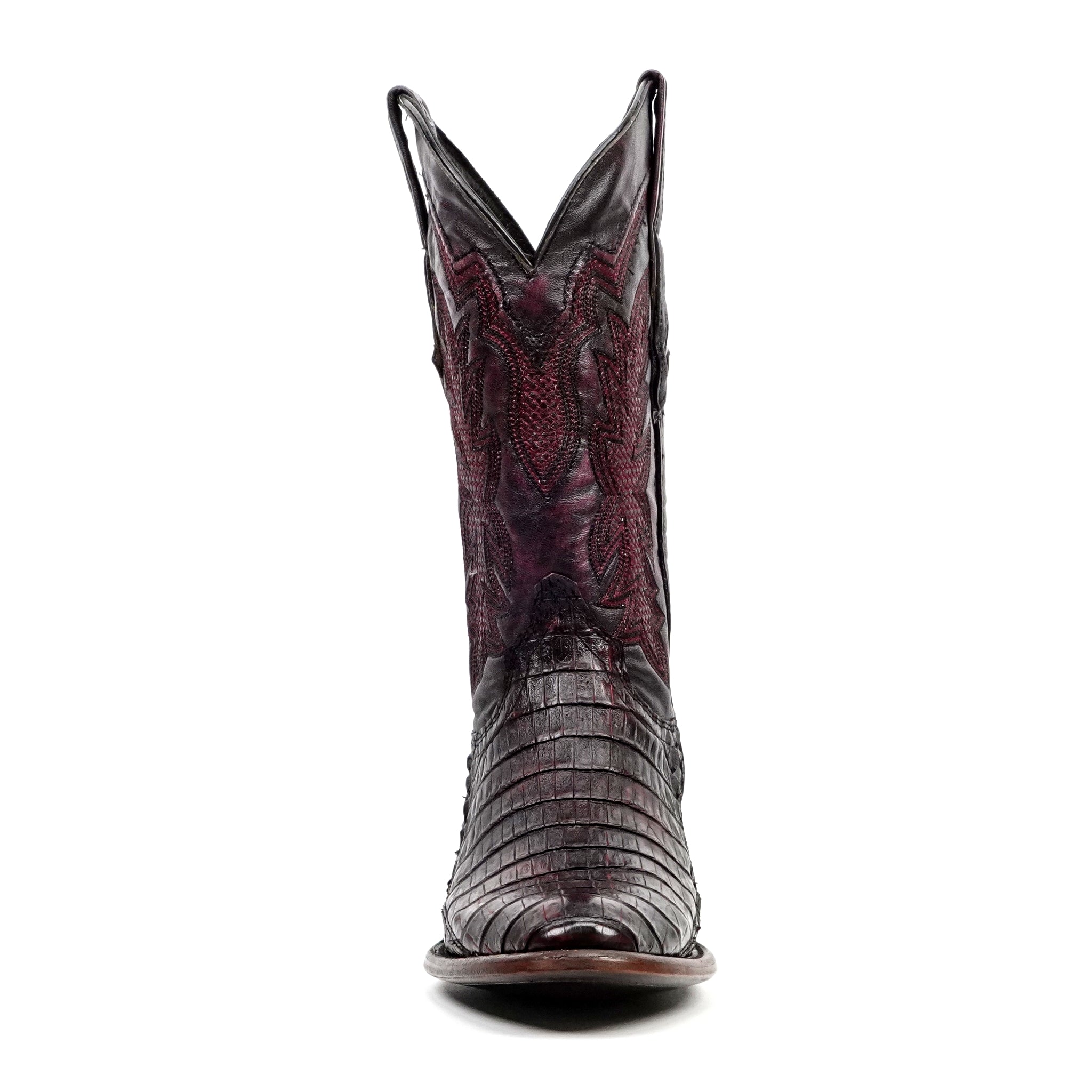 Rhodes Caiman Hornback Boots - Black Cherry - Round Toe (LM220)