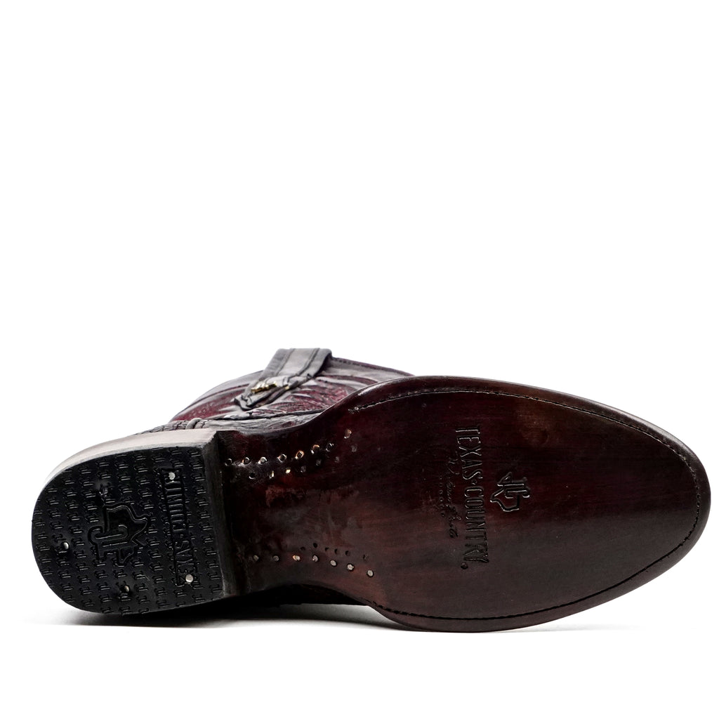 Rhodes Caiman Hornback Boots - Black Cherry - Round Toe (LM220)