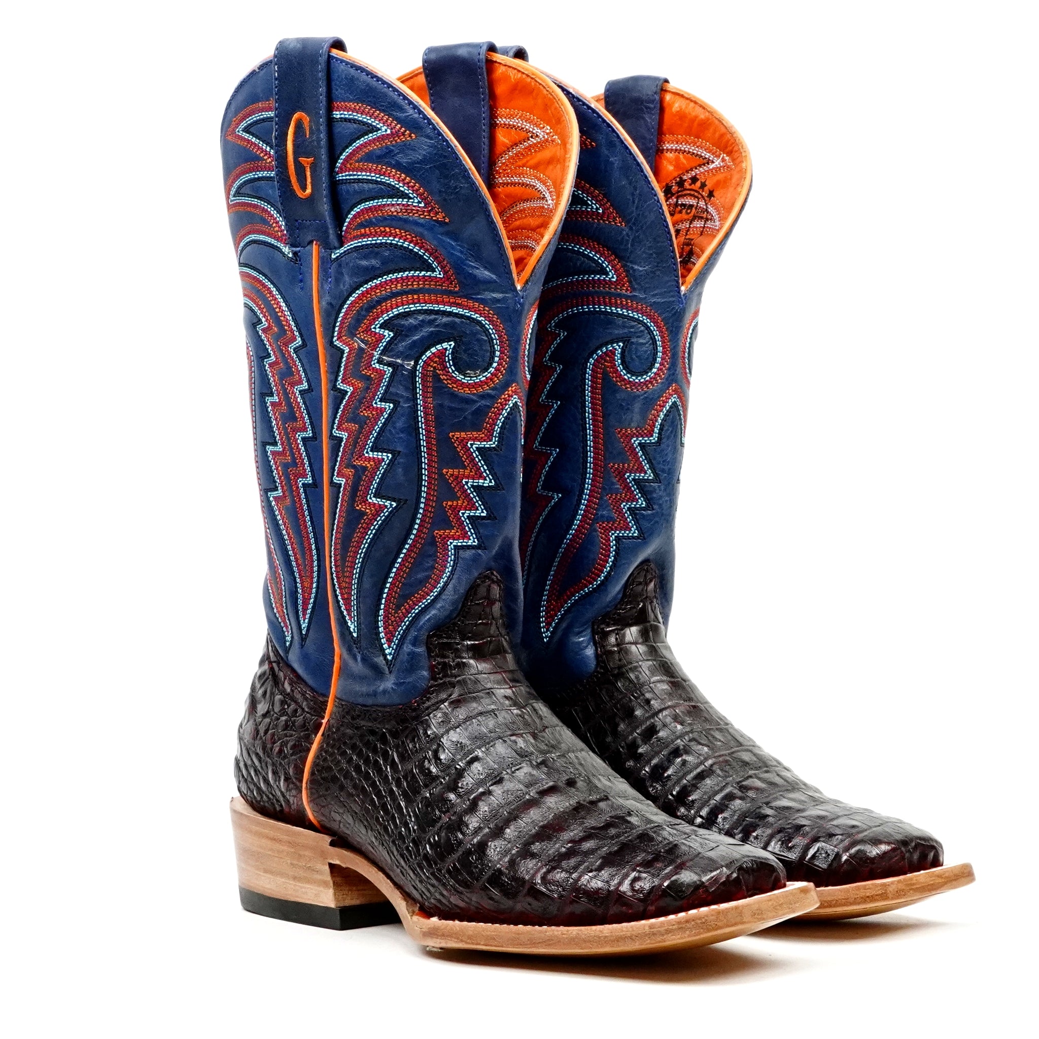 Ranger Caiman Full Belly Boots - Cherry - Square Toe - Gomez Western Wear