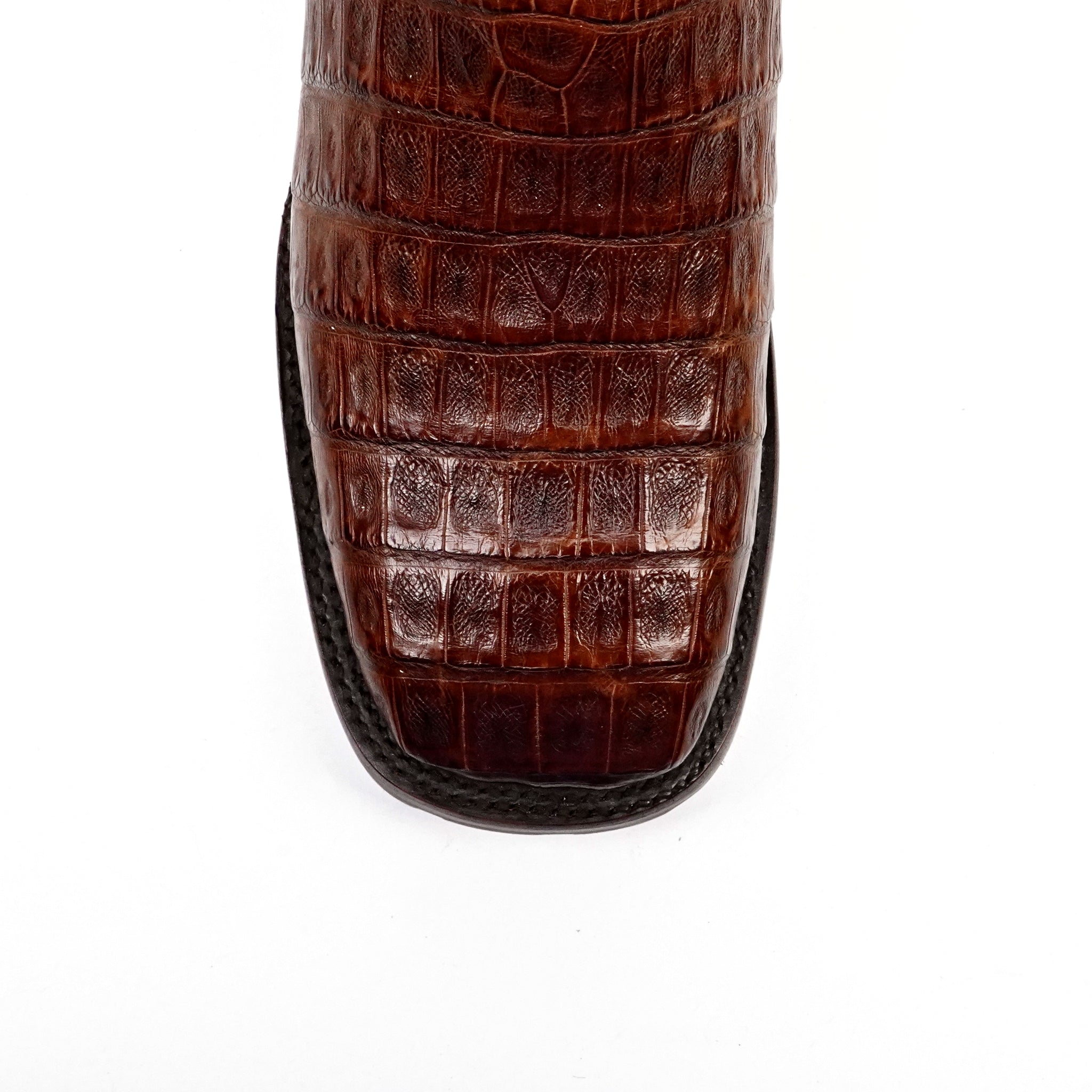Rhodes Platinum Caiman Belly Double Sole Boots - Brandy - Square Toe - Gomez Western Wear
