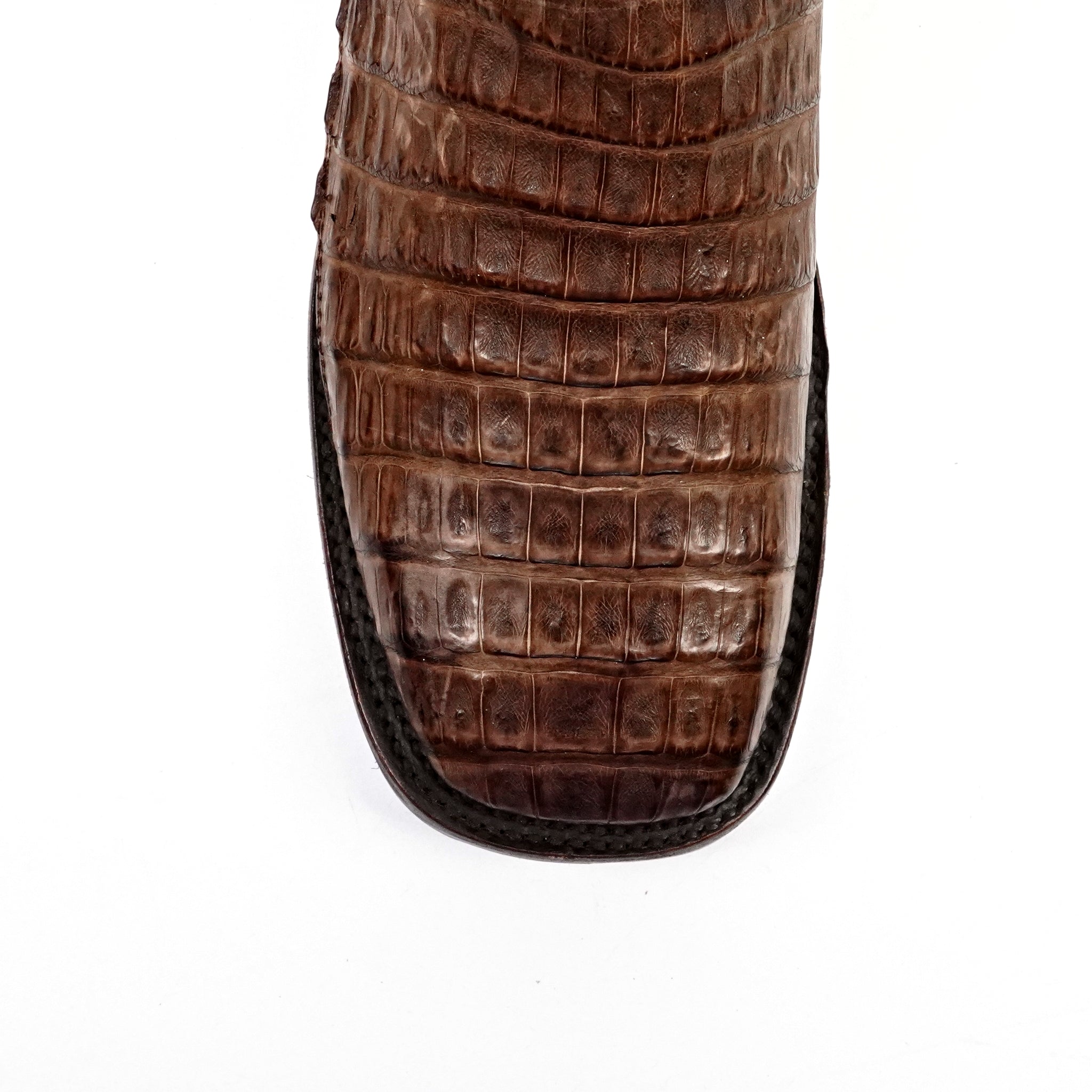 Rhodes Platinum Caiman Belly Double Sole Boots - Tobacco- Square Toe - Gomez Western Wear