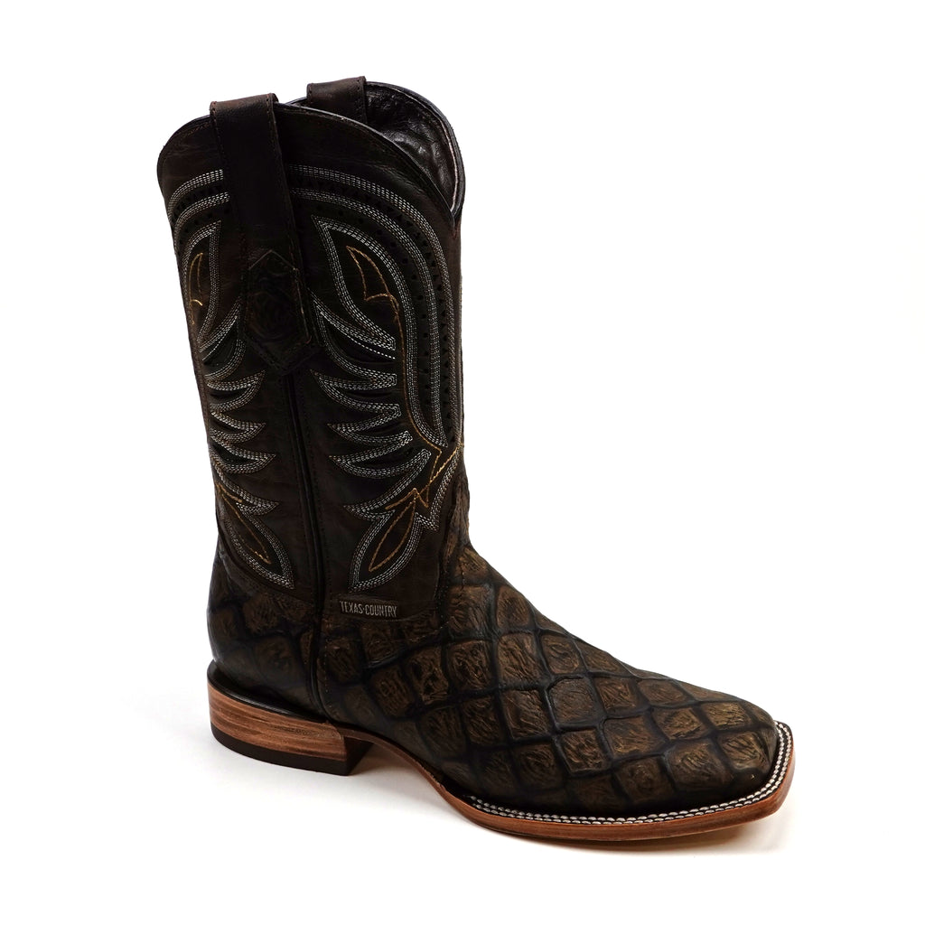 Pirarucu Camel - Embossed Leather - Square Toe (E688)