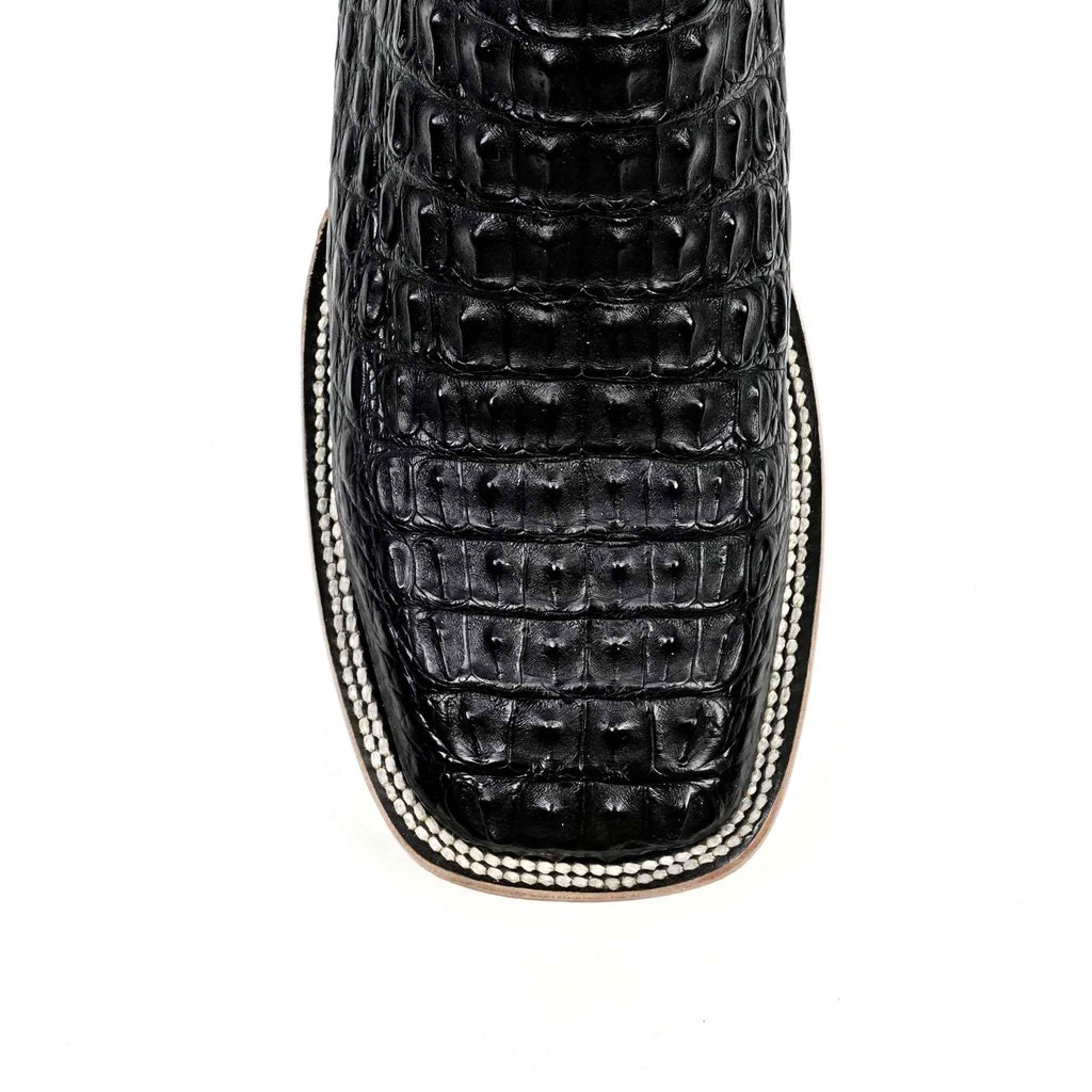 Rhodes Caiman Hornback Boots - Black - Square Toe (LM10)