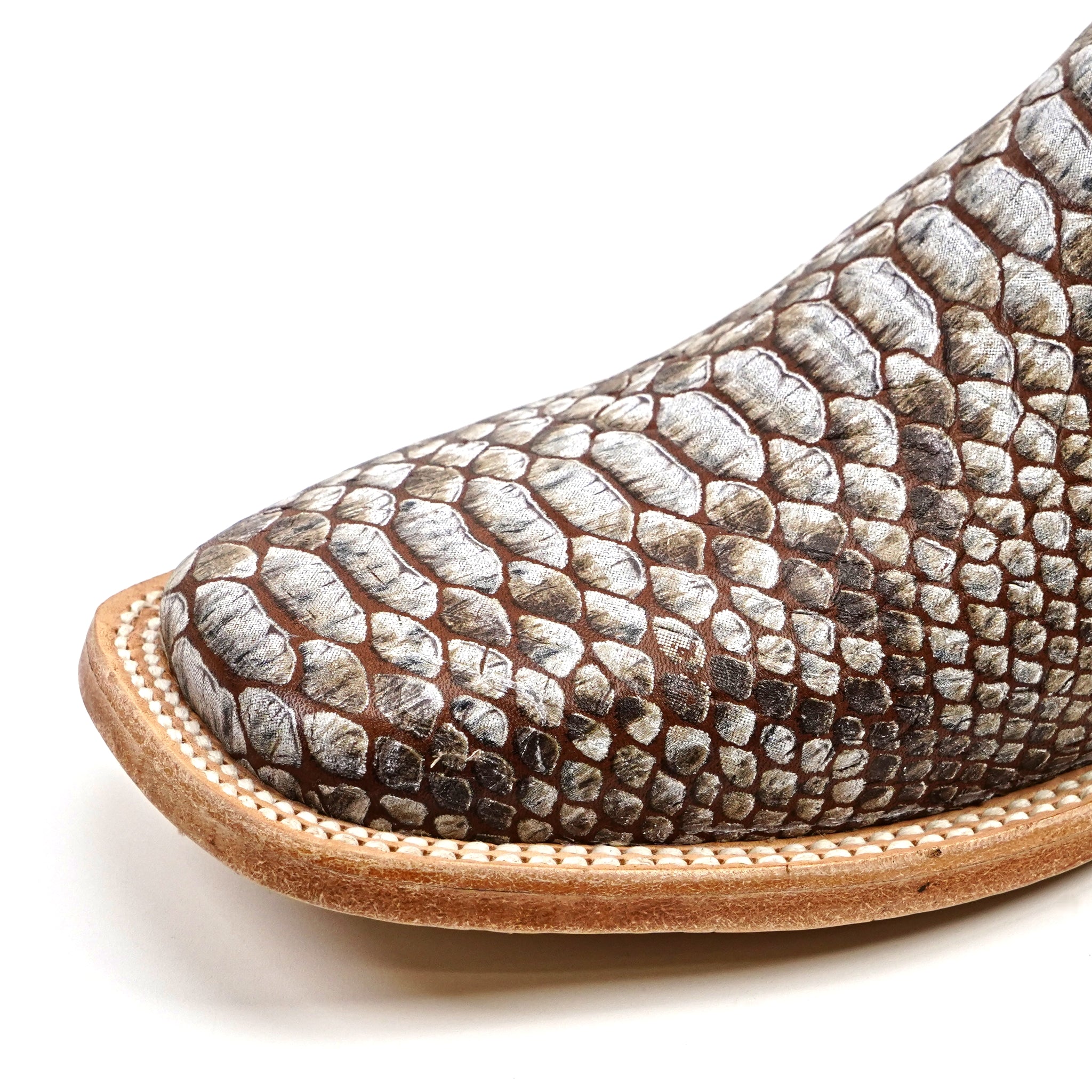 Python Camel - Embossed Leather - Square Toe (E913)